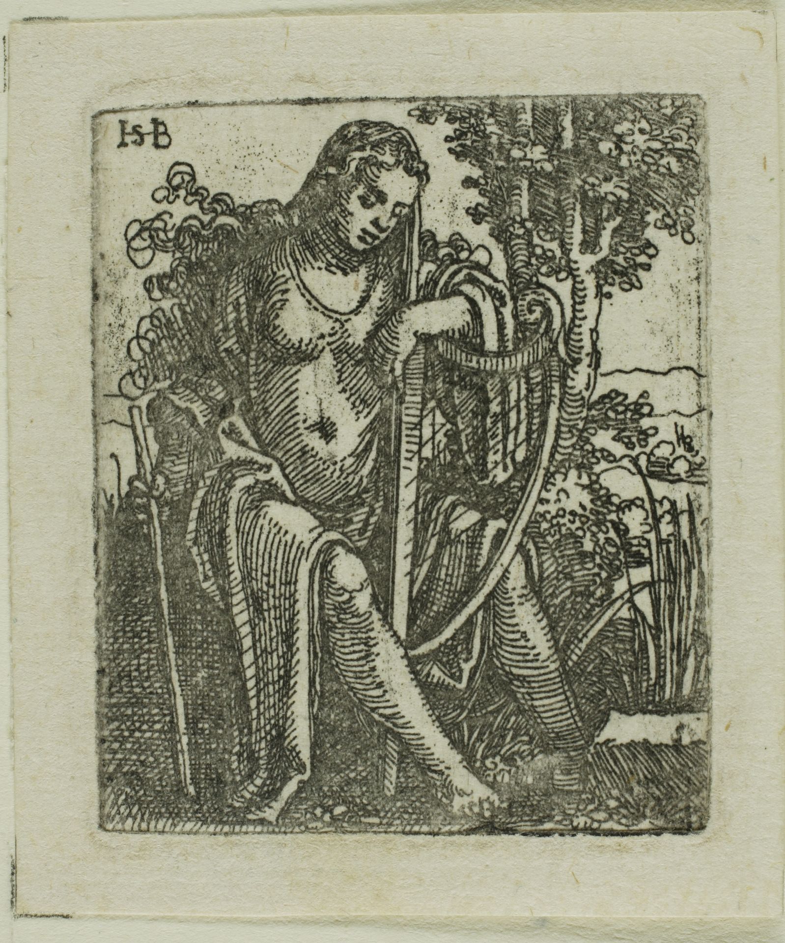 Woman with a Harp by Sebald Beham