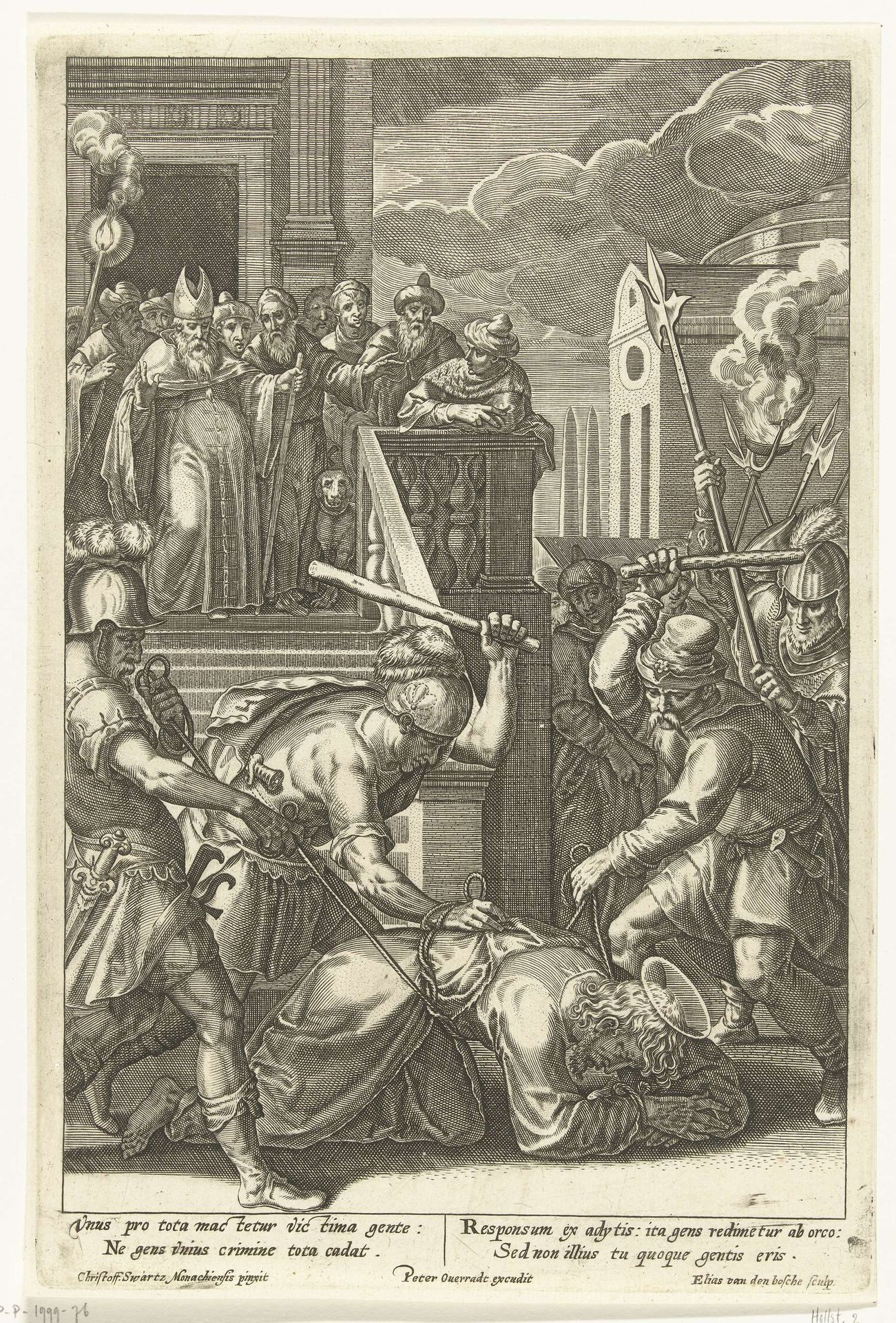 De bespotting van Christus by Elias van den Bossche