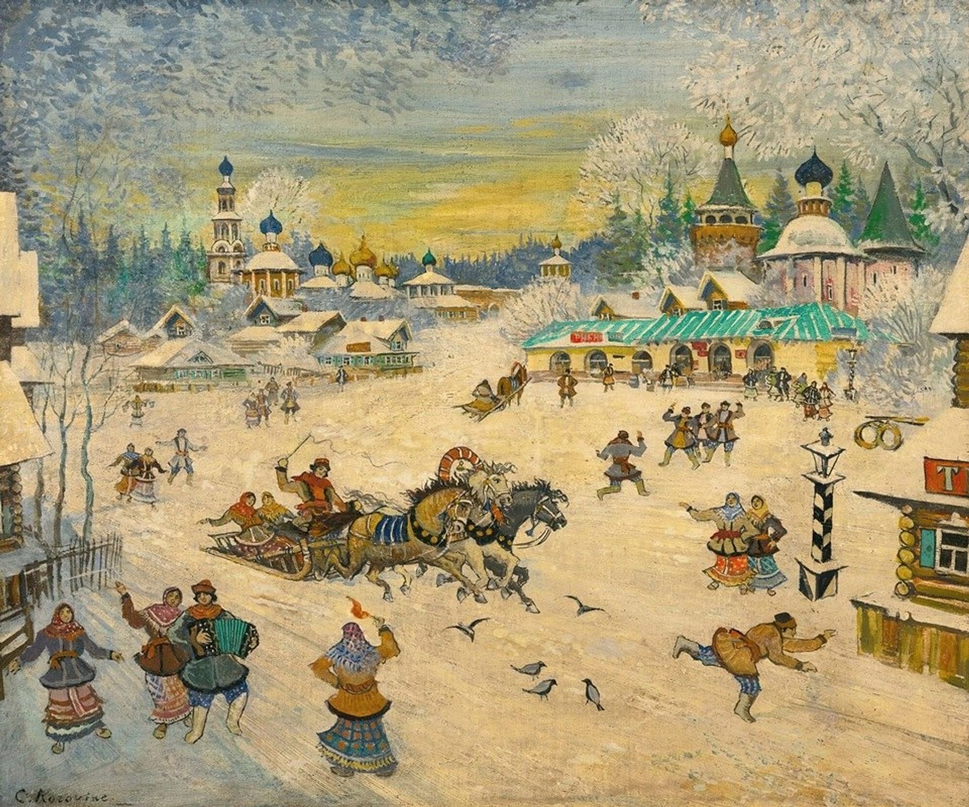 Town Square by Konstantin Alexeevich Korovin