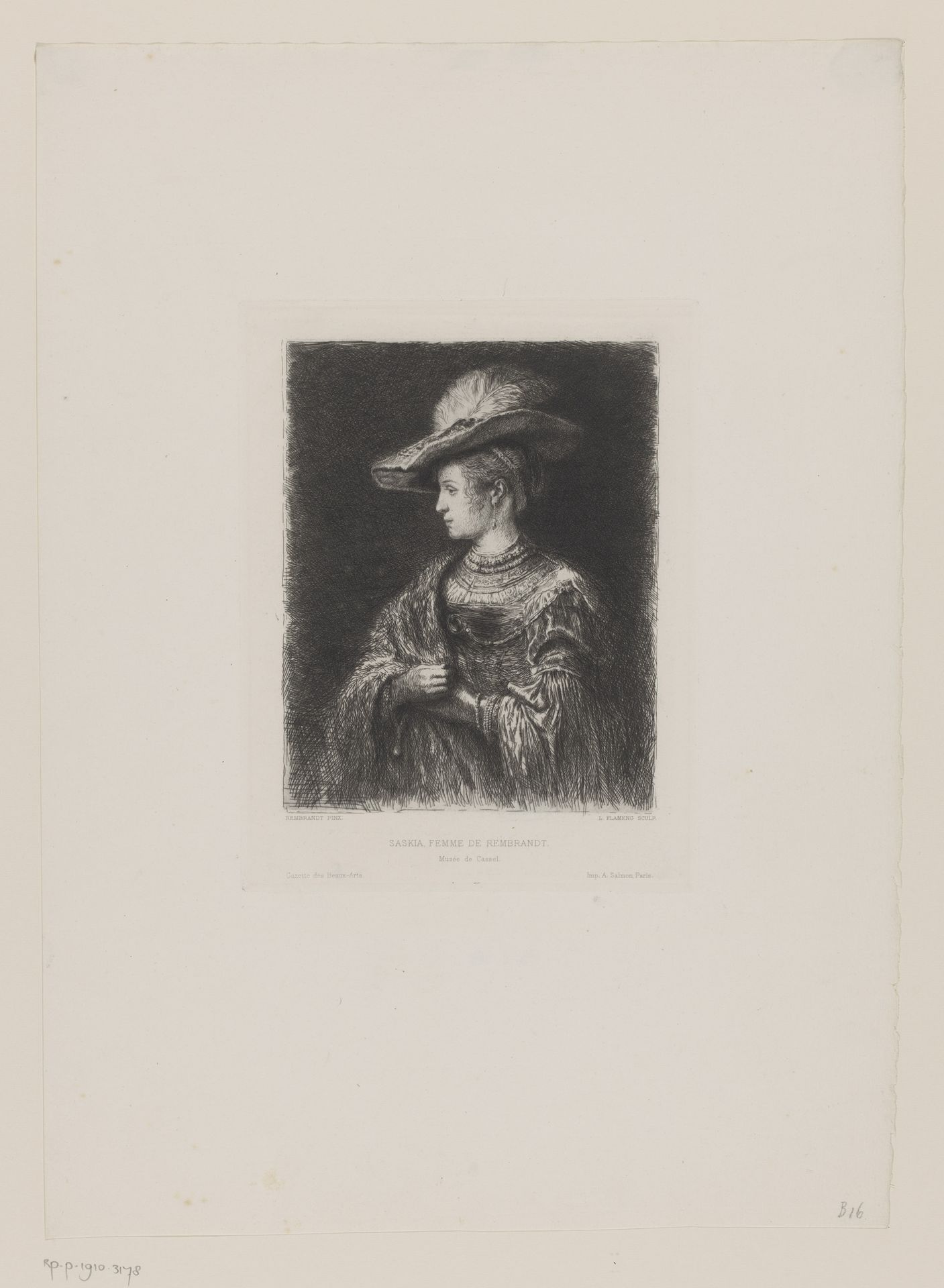 Portret van Saskia van Uylenburgh by Léopold Flameng