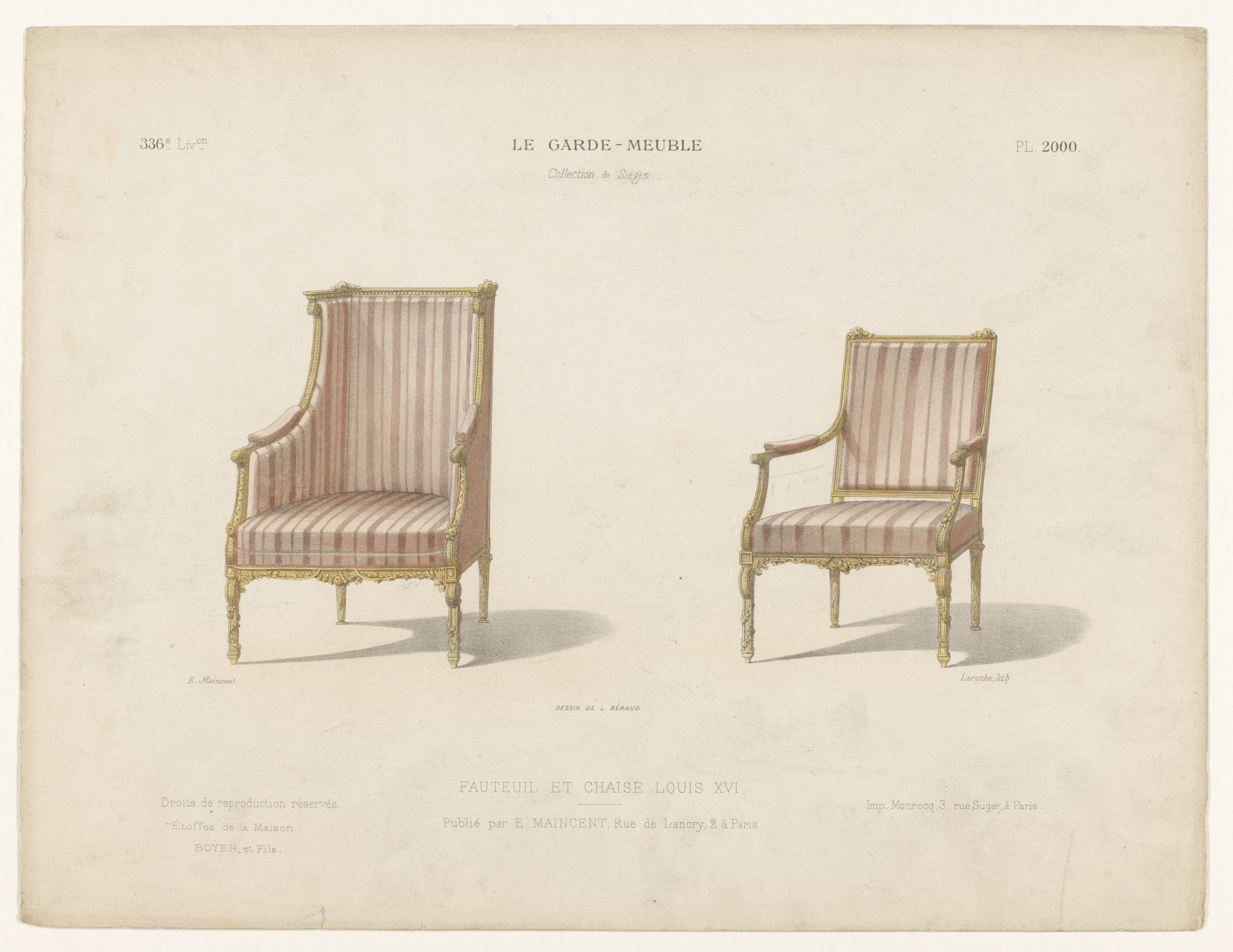 Fauteuil en stoel by Léon Laroche