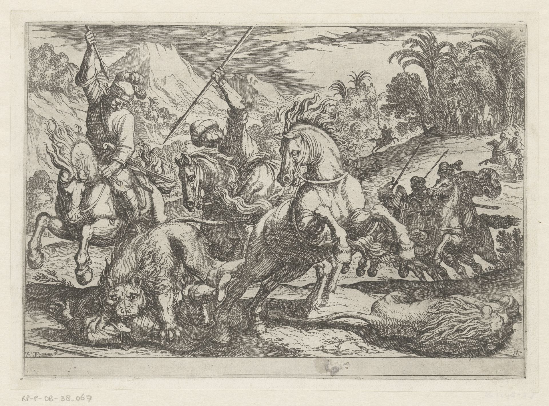 Jacht op leeuwen by Antonio Tempesta