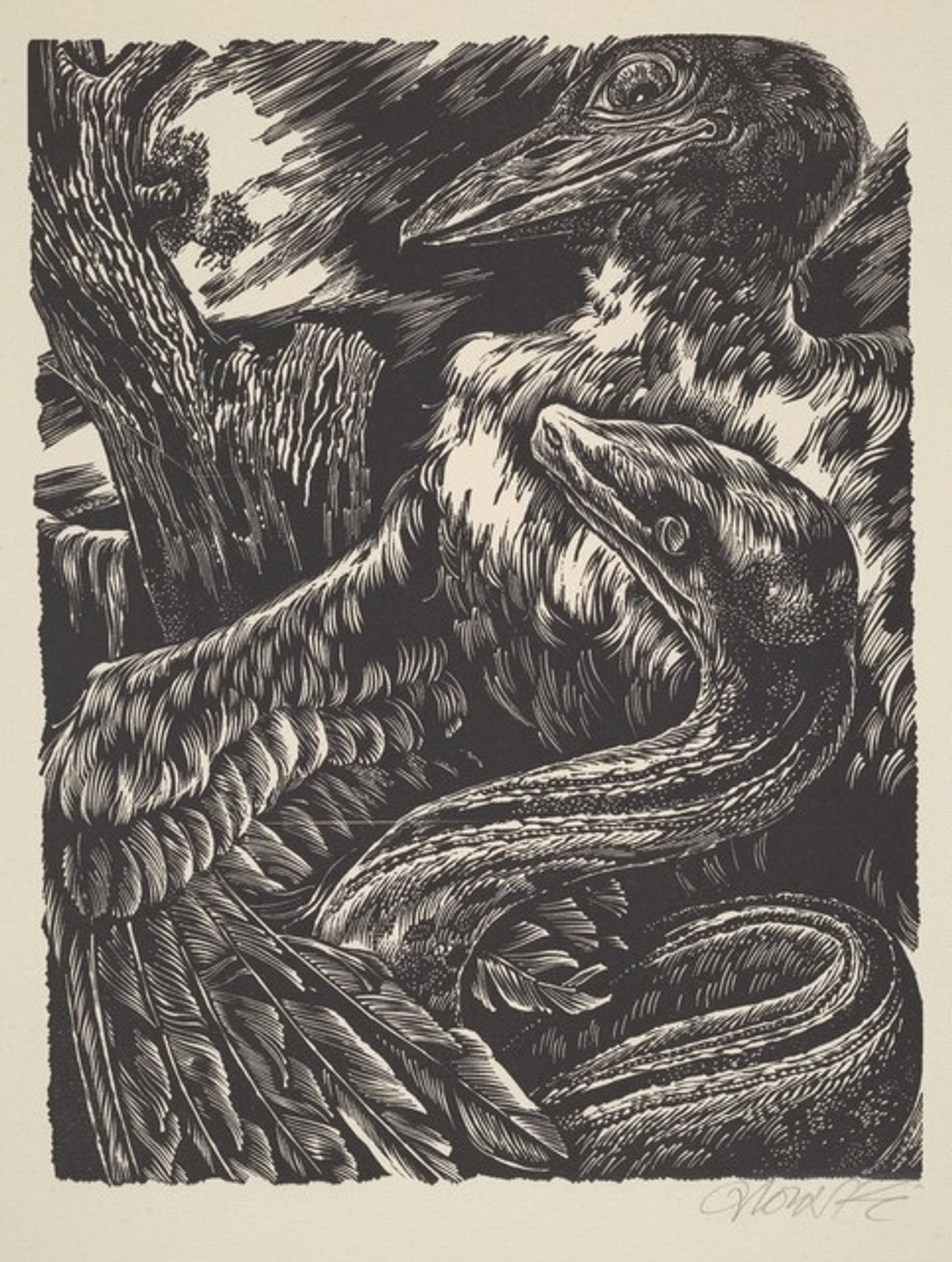 Bird and Serpent by Hans Orlowski