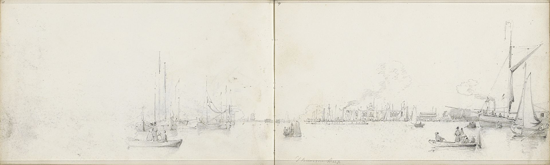 Gezicht op 't Nieuwe Diep by Petrus Johannes Schotel