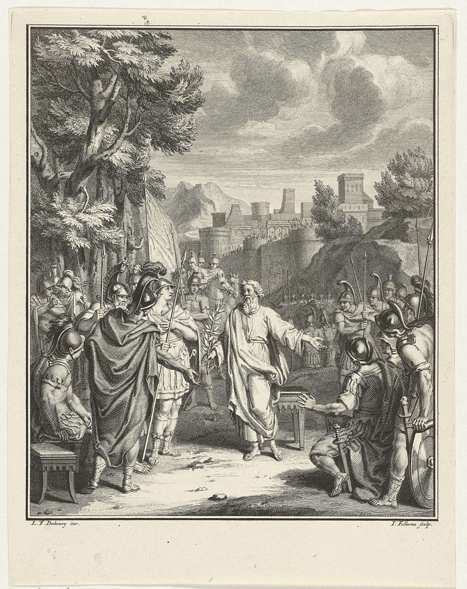 Mentor biedt Idomeneus een olijftak aan by Jacob Folkema