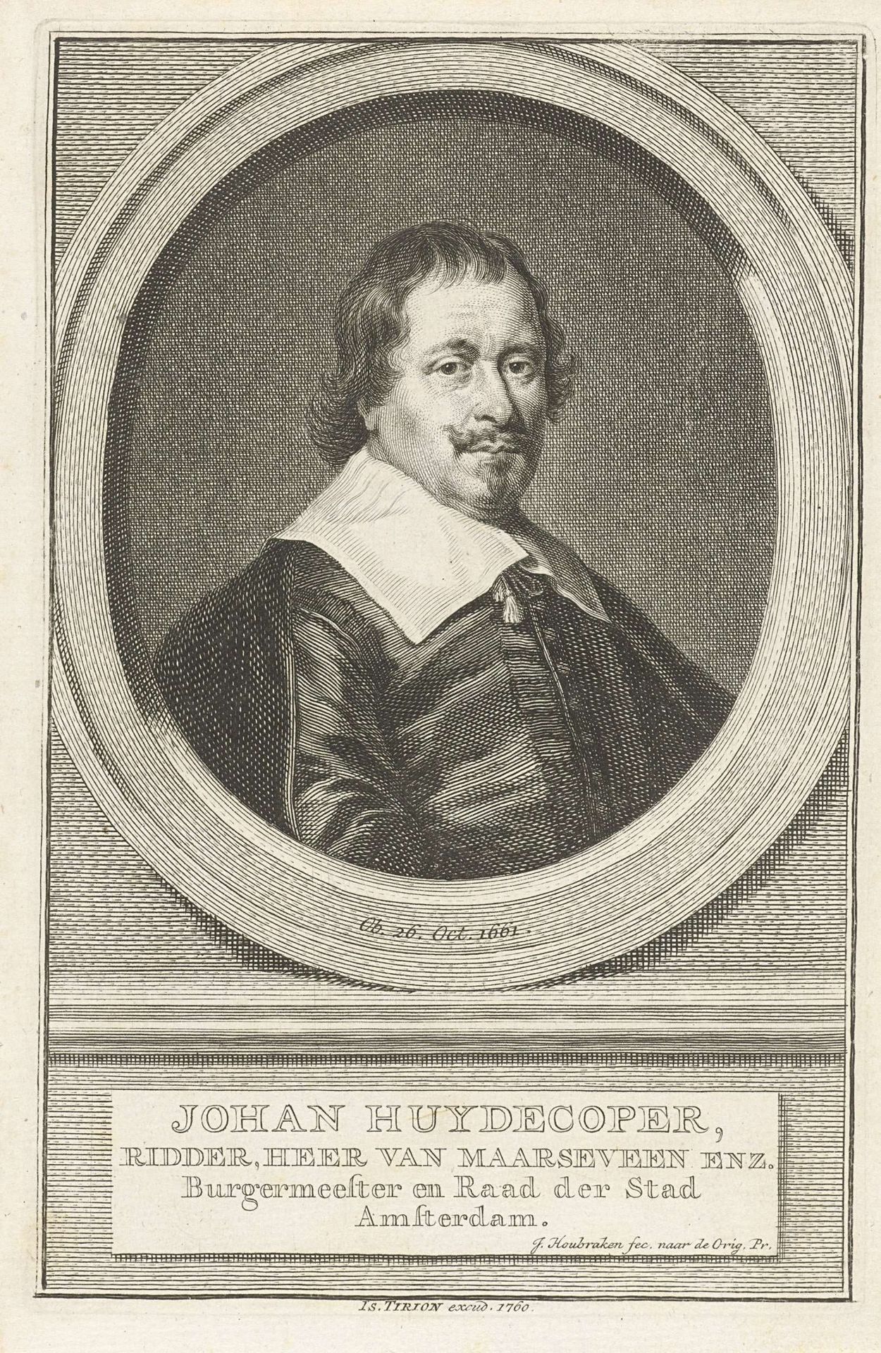 Portret van Joan Huydecoper I by Jacob Houbraken