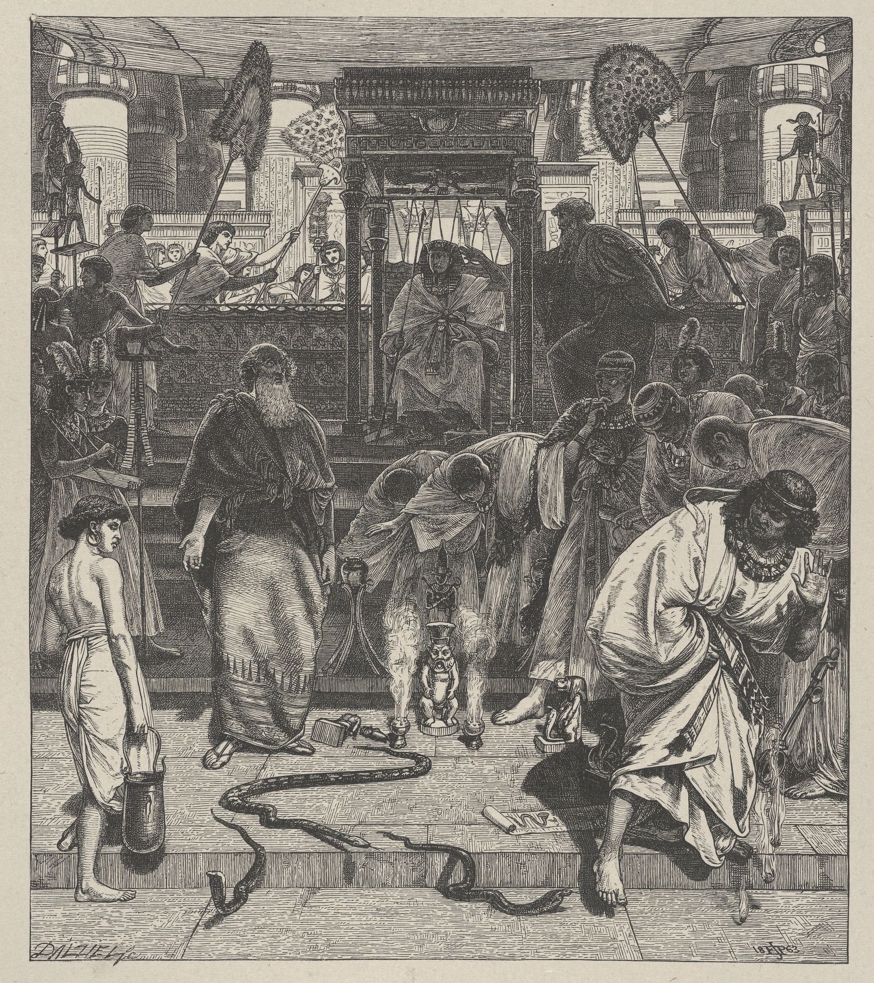 Moses and Aaron Before Pharoah, from "Dalziels' Bible Gallery" by Edward John Poynter