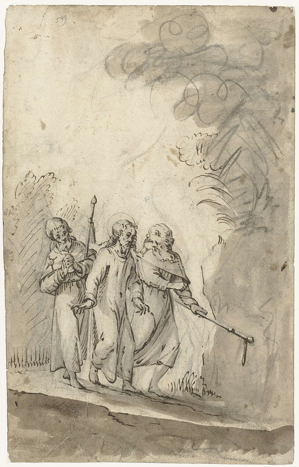 Christus en de discipelen op pad naar Emmaus by Gerard ter (I) Borch