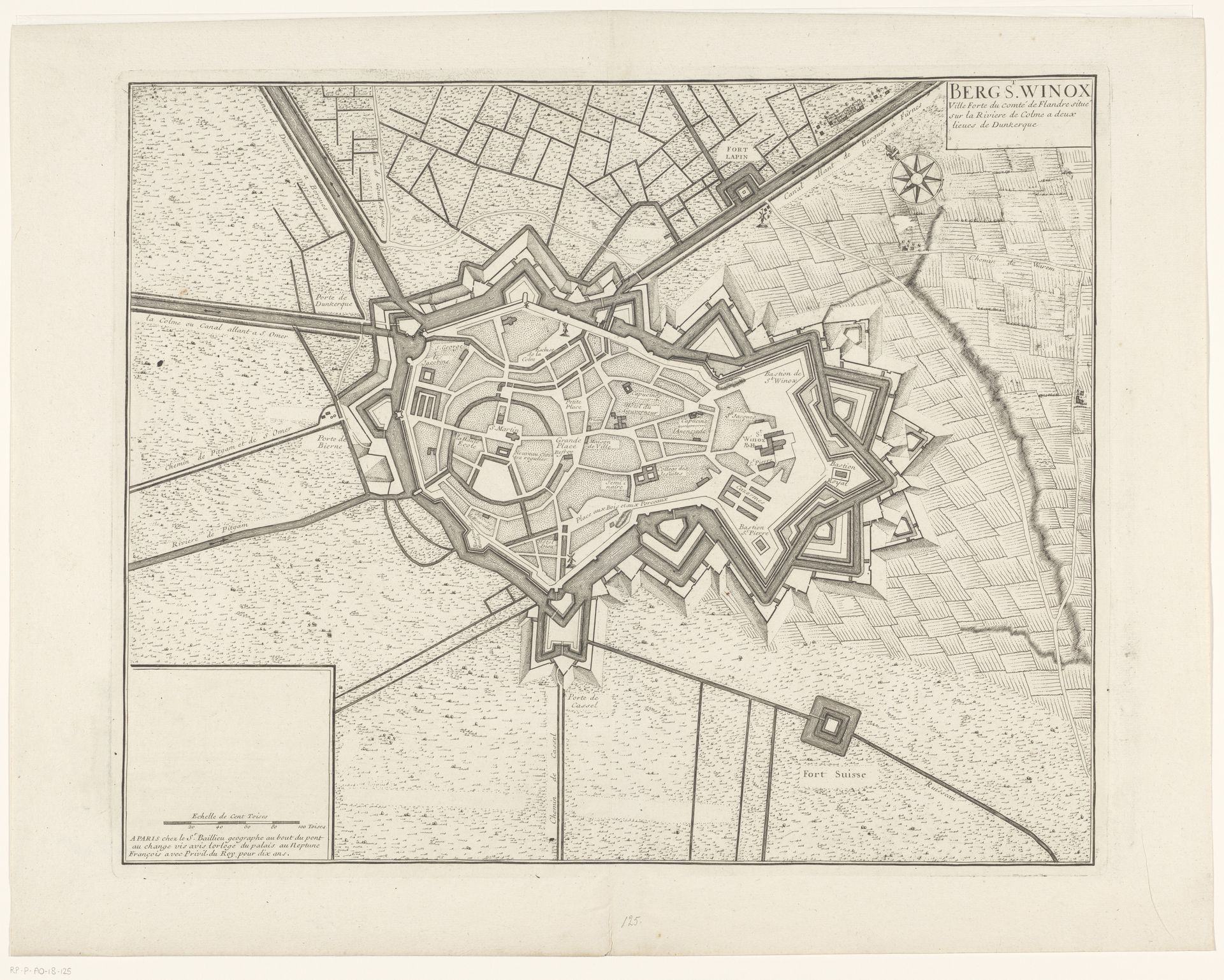 Vestingplattegrond van Sint-Winoksbergen by Anonymous