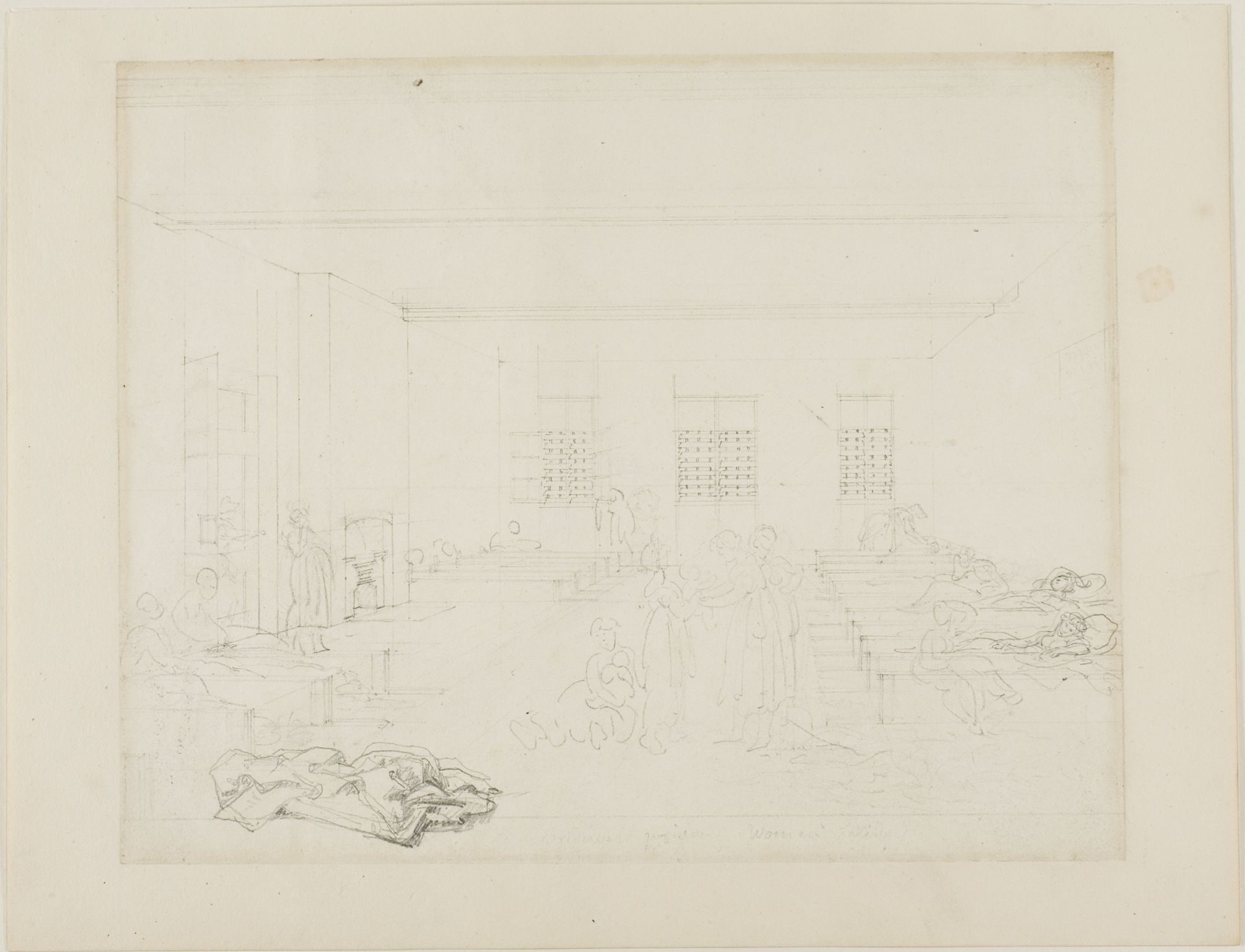 Study for Bridewell Prison, Women's Side, from Microcosm of London by Augustus Charles Pugin