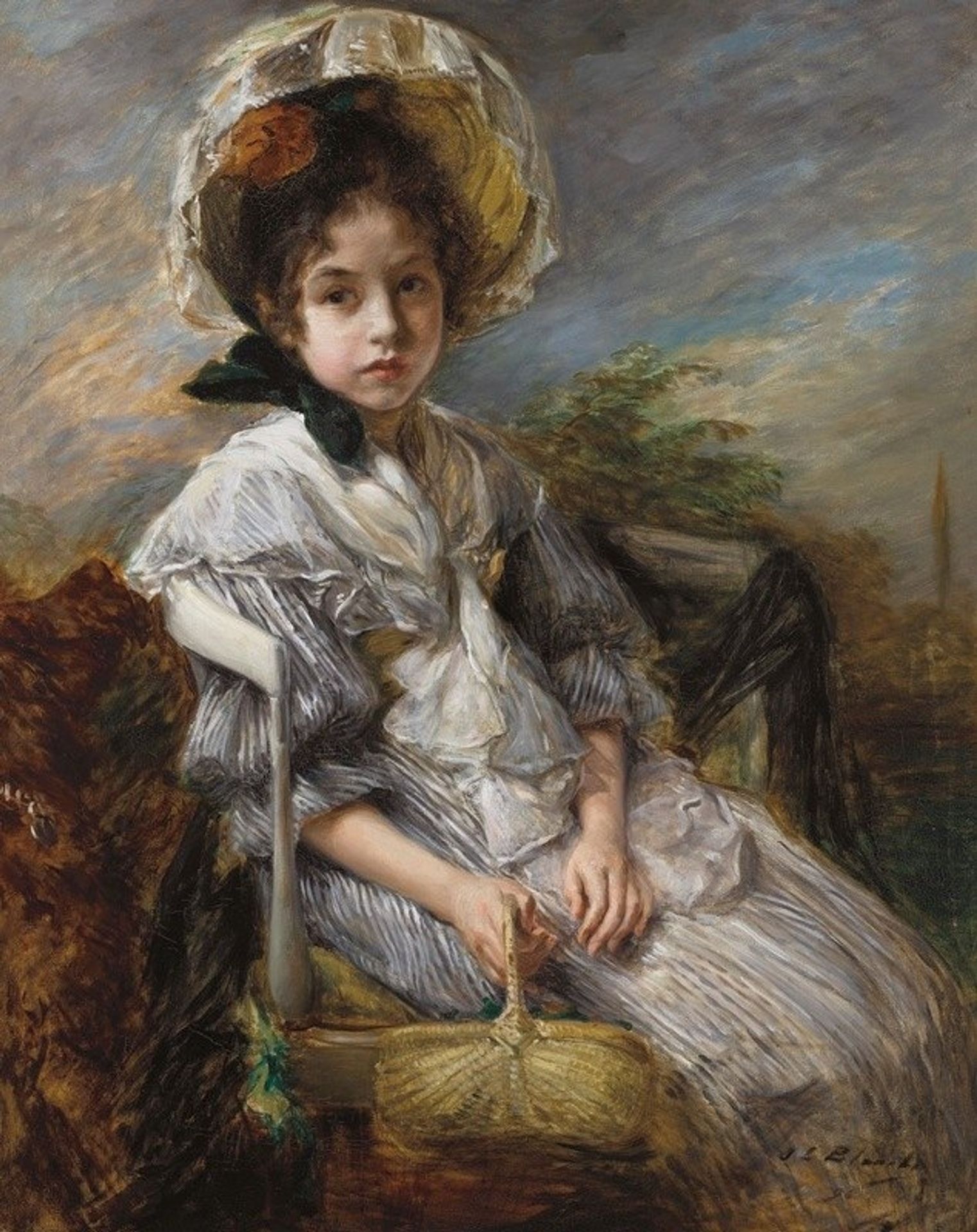 Pouponne Zelinska au panier by Jacques-Émile Blanche