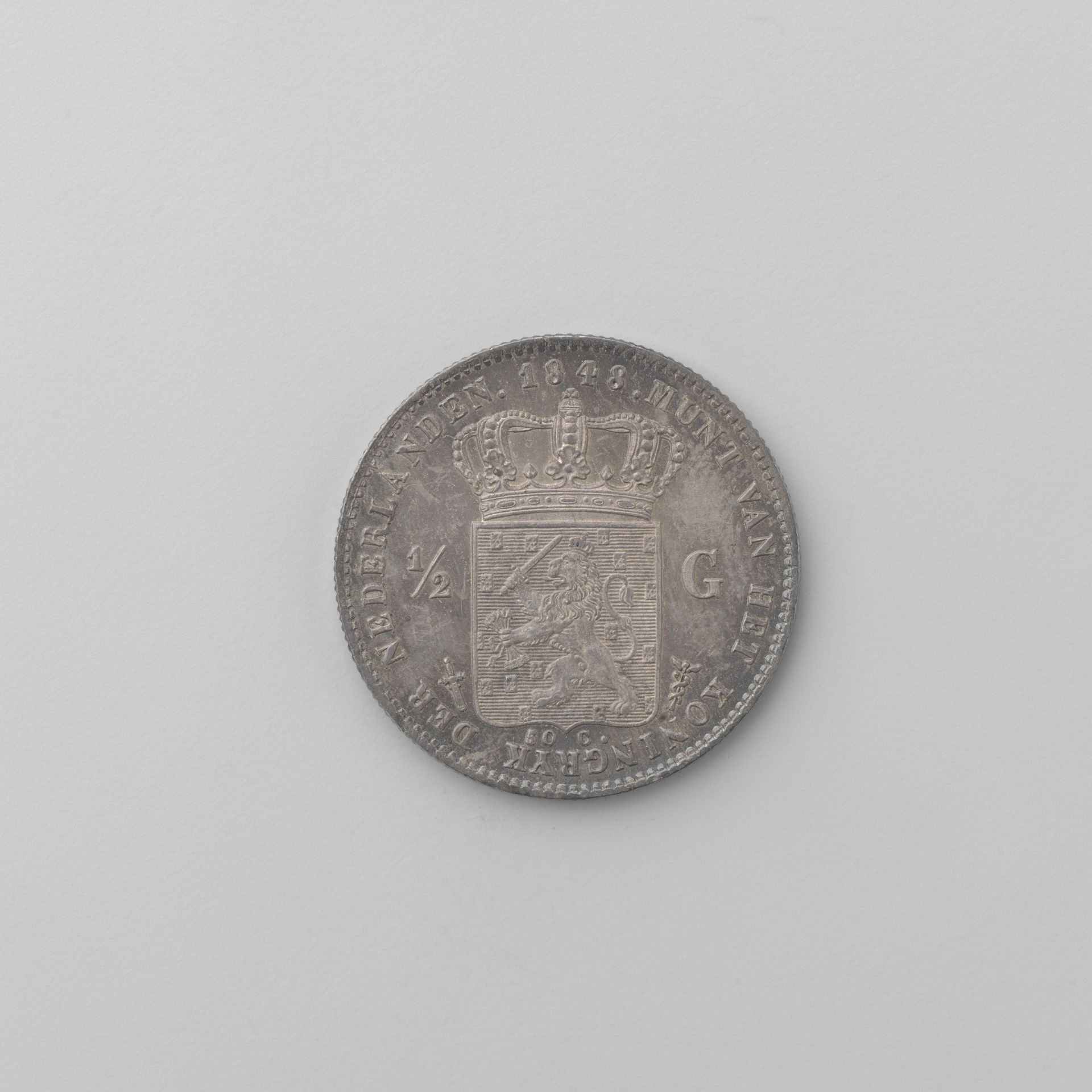 Nederlandse ½ gulden, 1848 by Willem II (koning der Nederlanden)