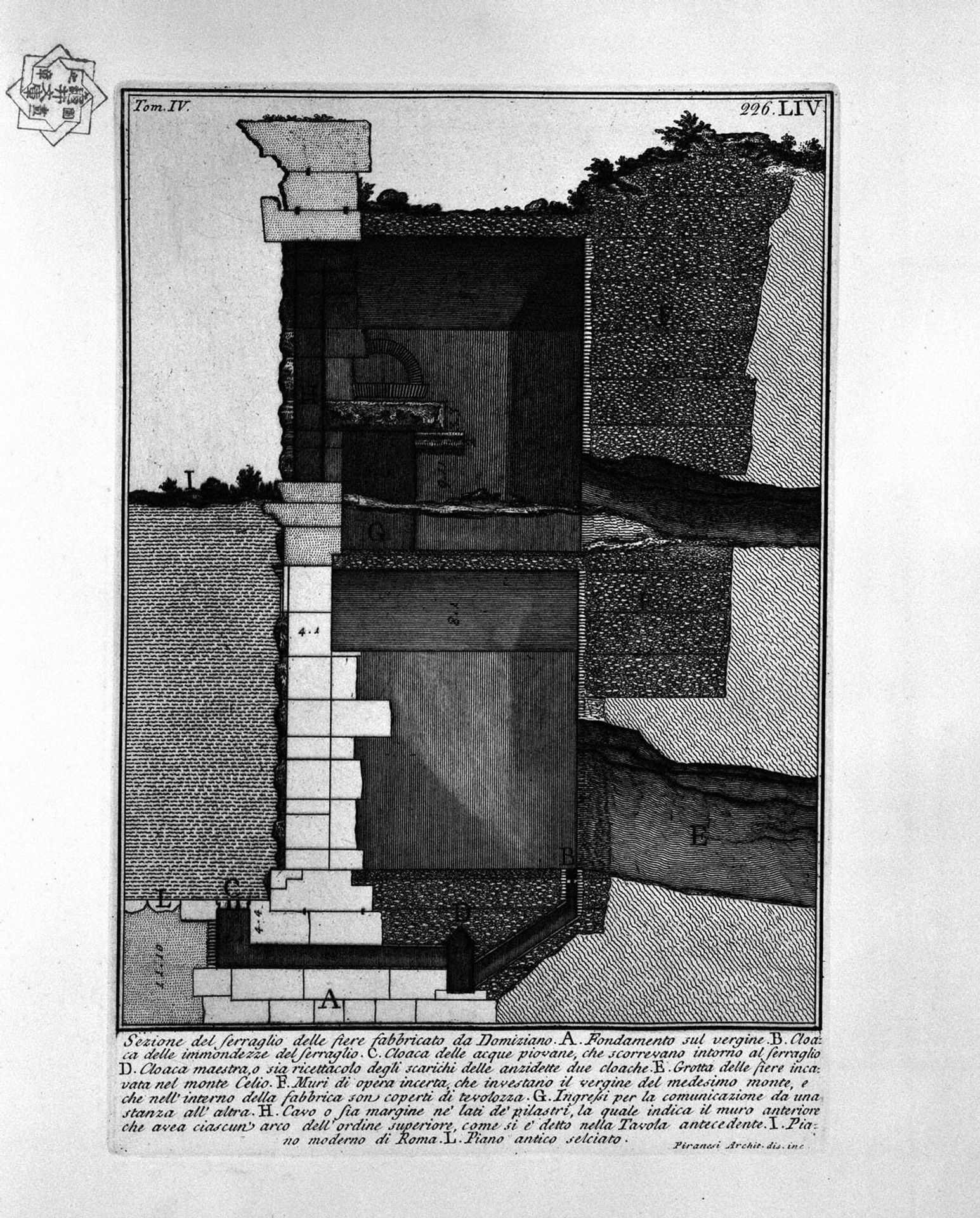The Roman antiquities, t. 4, Plate LIV. Section of the menagerie of wild beasts made ​​by Domitian. by Giovanni Battista Piranesi
