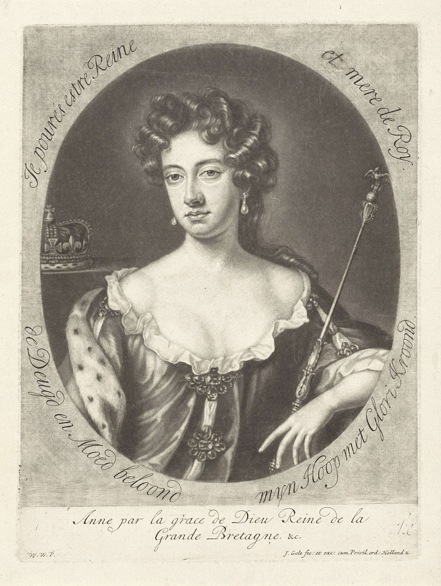 Portret van Anna Stuart, koningin van Engeland by Jacob Gole
