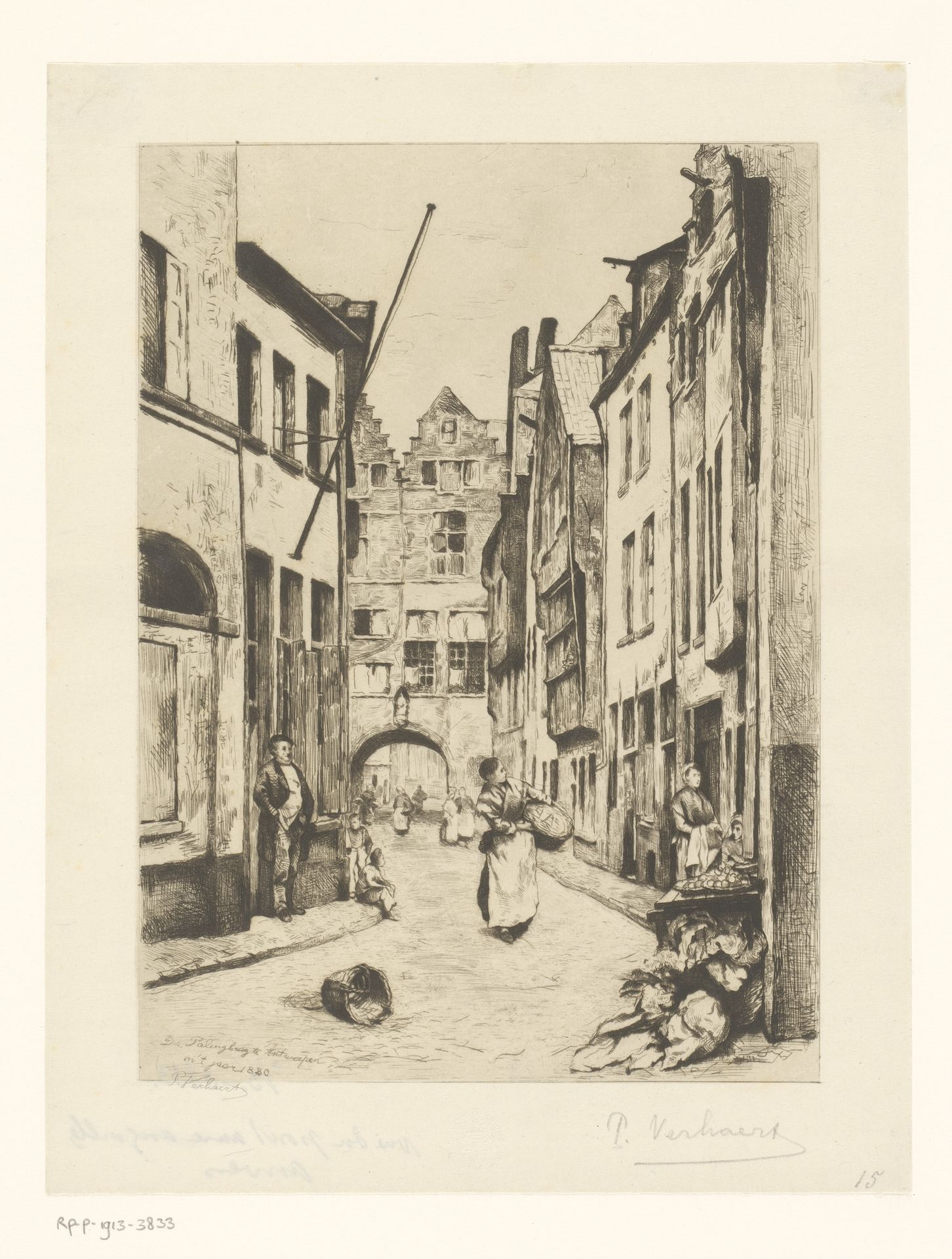 Gezicht op de Palingbrug te Antwerpen in 1880 by Piet Verhaert