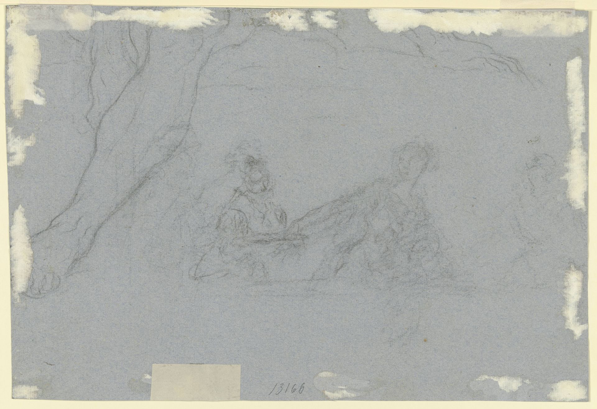 Zwei Frauenfiguren und das Fragment eines lagernden männlichen Aktes by Gaspare Diziani