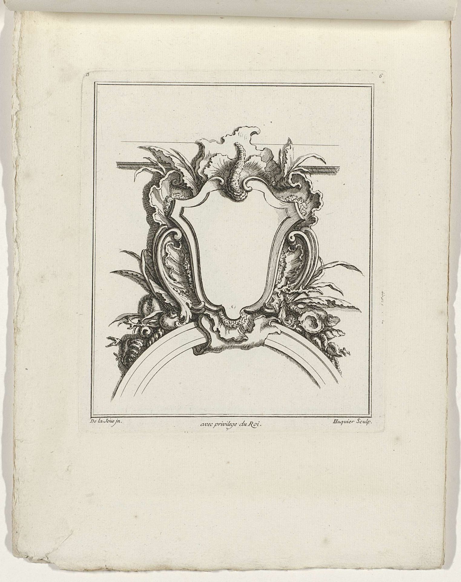 Cartouche omgeven door voluten by Gabriel Huquier