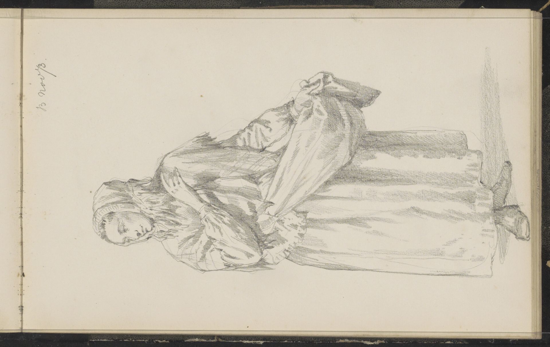 Vrouw met een omslagdoek by Cornelis Springer