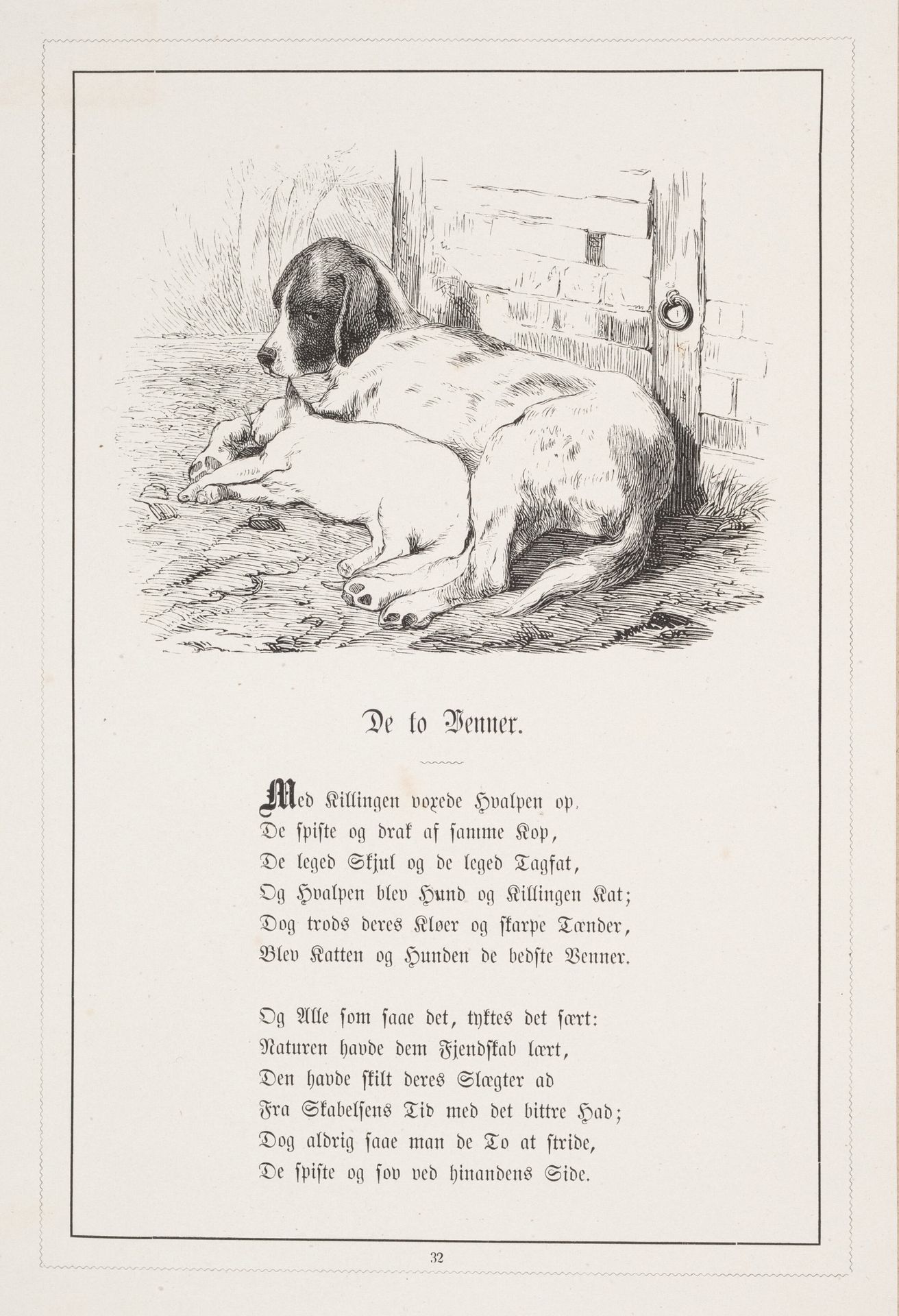 De to Venner. Illustration til H.V. Kaalund, "Fabler for Børn" by H.P. Hansen