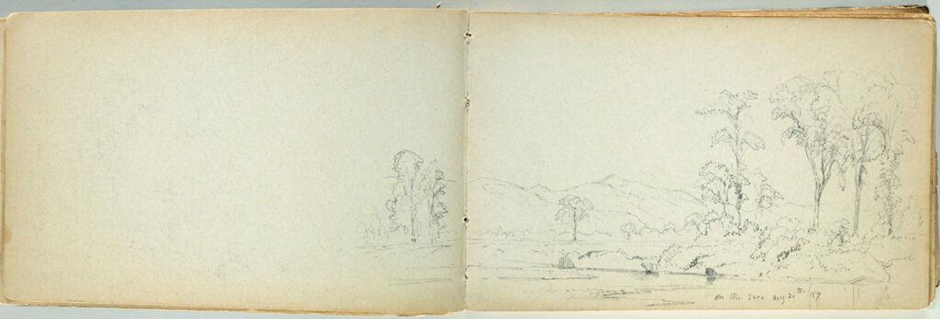 Partial Landscape with Saco River, New Hampshire (recto and verso) by Benjamin Champney