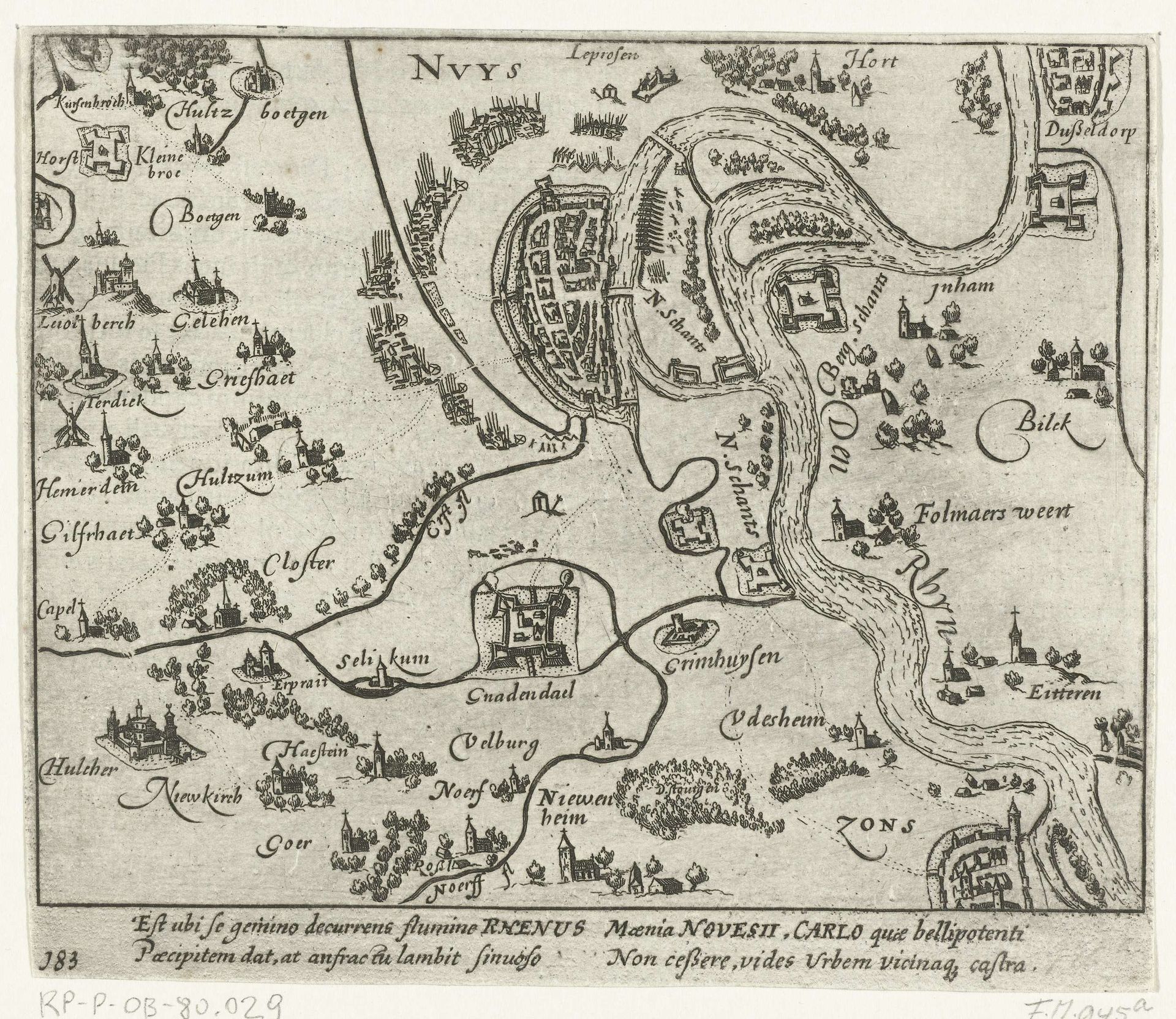 Plan van Neuss en het omliggende gebied, 1586 by Anonymous
