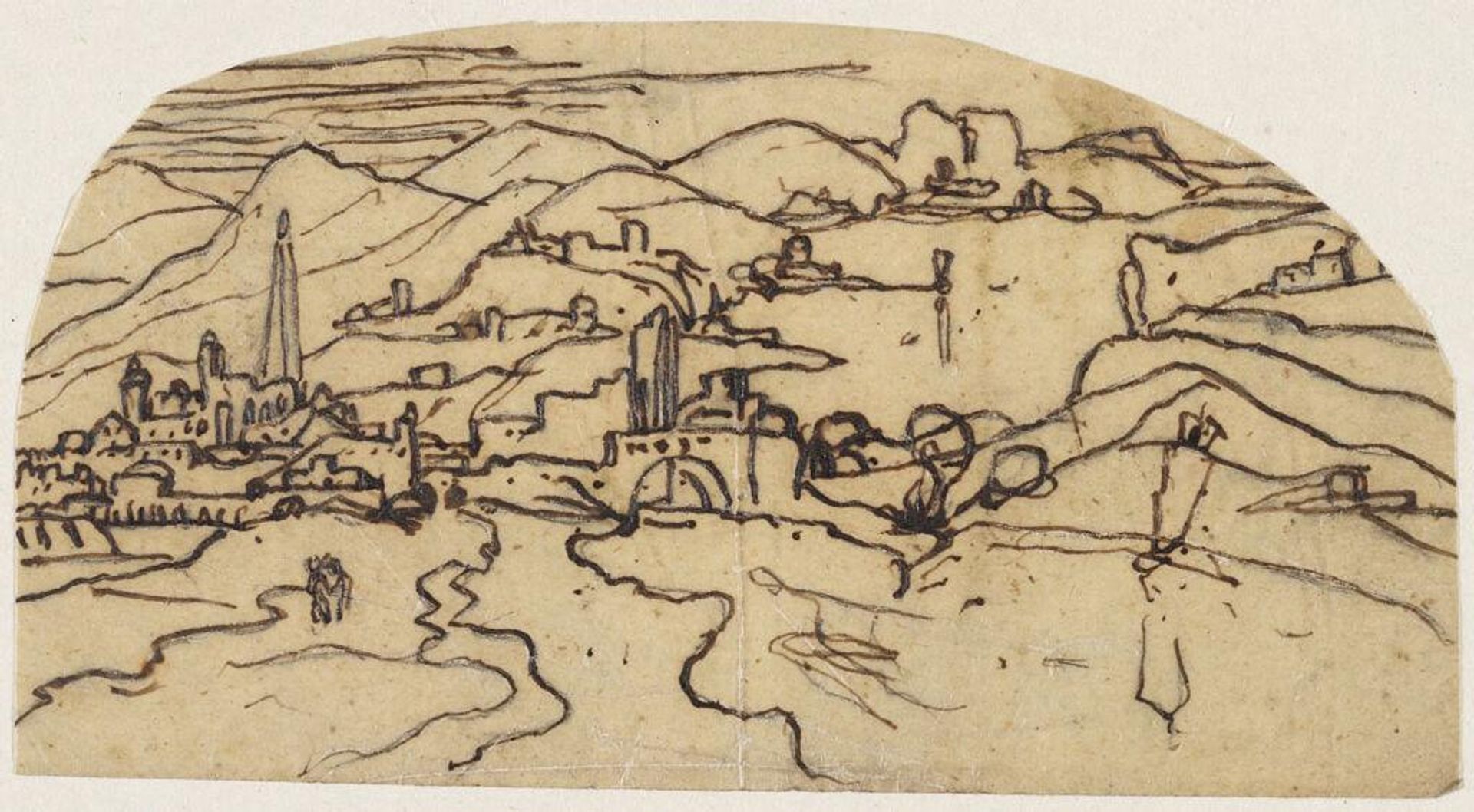 Landscape with a City by Rodolphe Bresdin