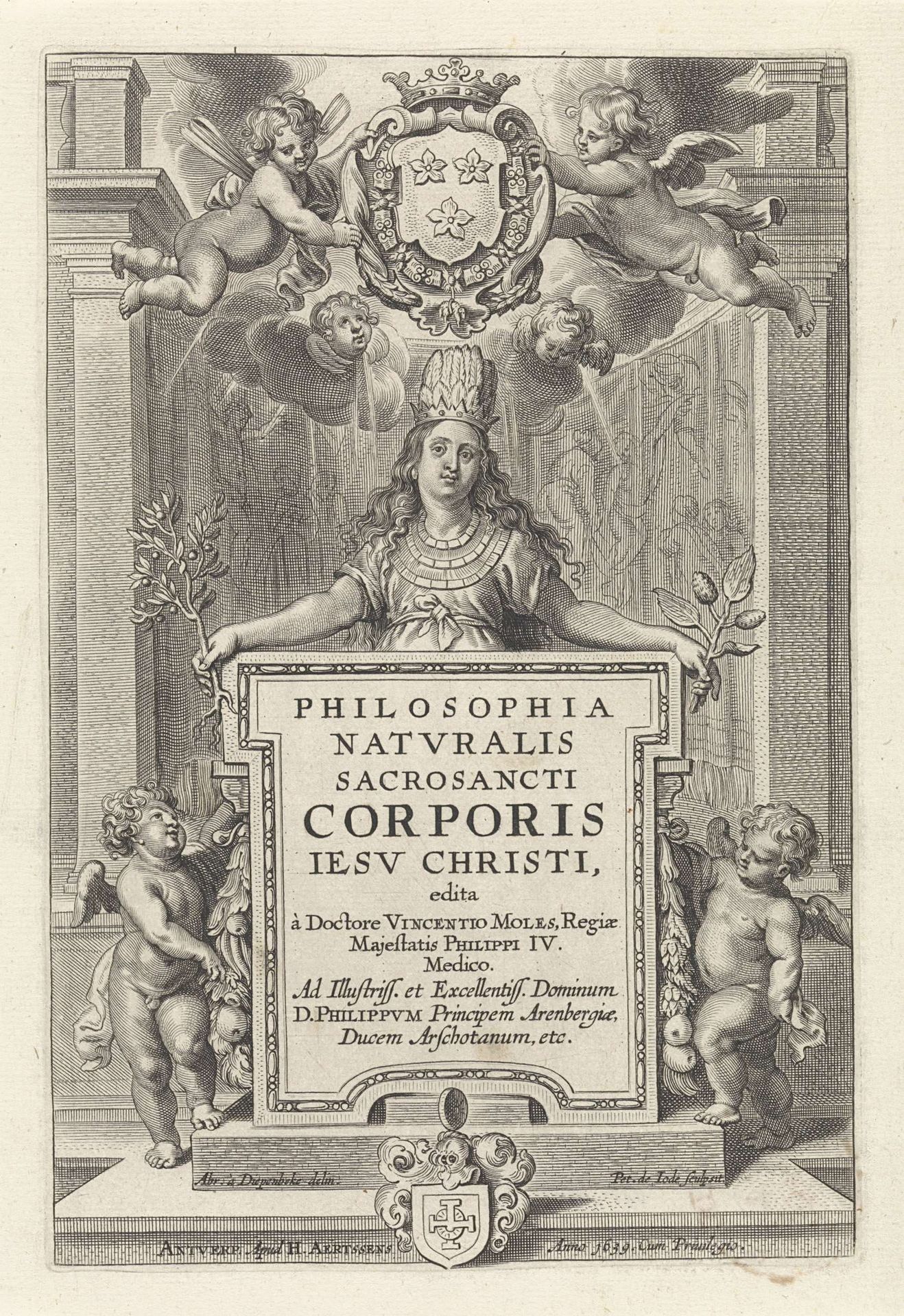Titelpagina met allegorische voorstelling by Pieter de (II) Jode