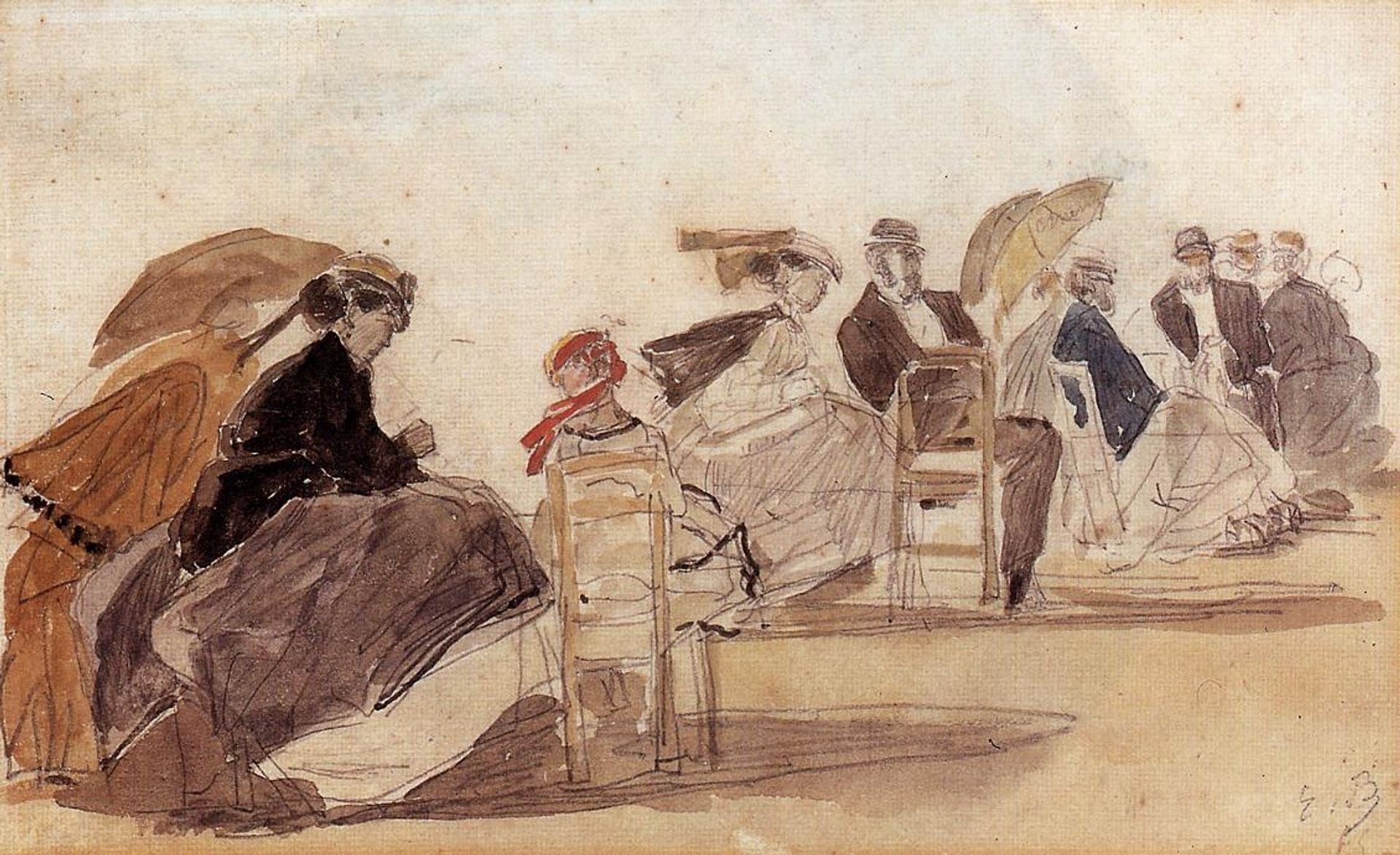 The Beach at Trouville by Eugène Boudin