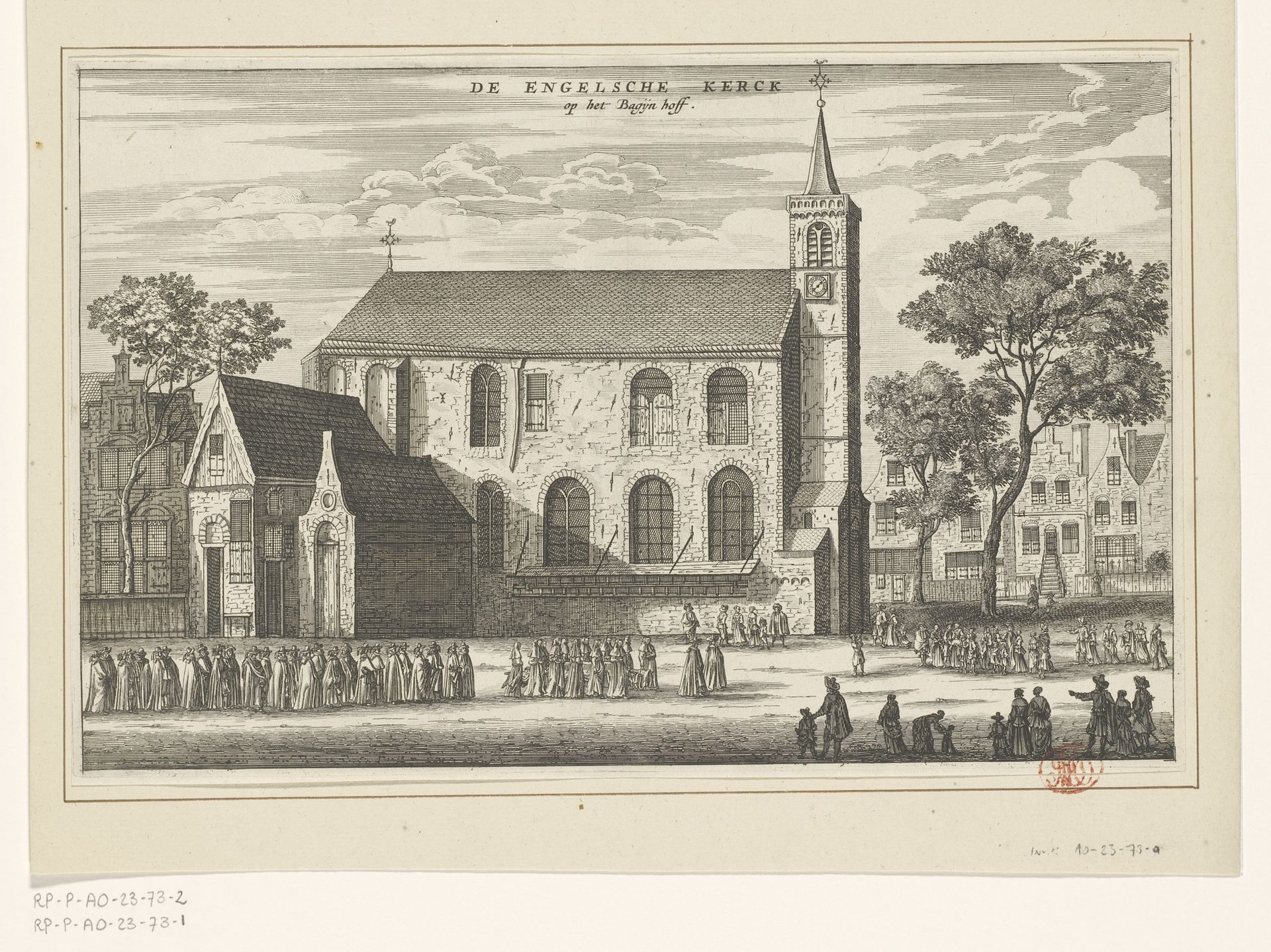 Gezicht op de Engelse Kerk te Amsterdam by Jacob van Meurs