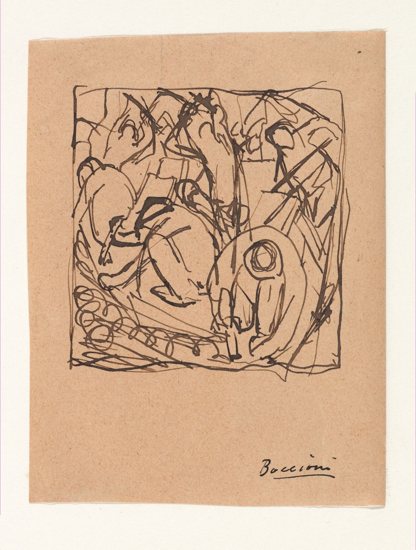 Composition Study for "The Street Pavers" by Umberto Boccioni