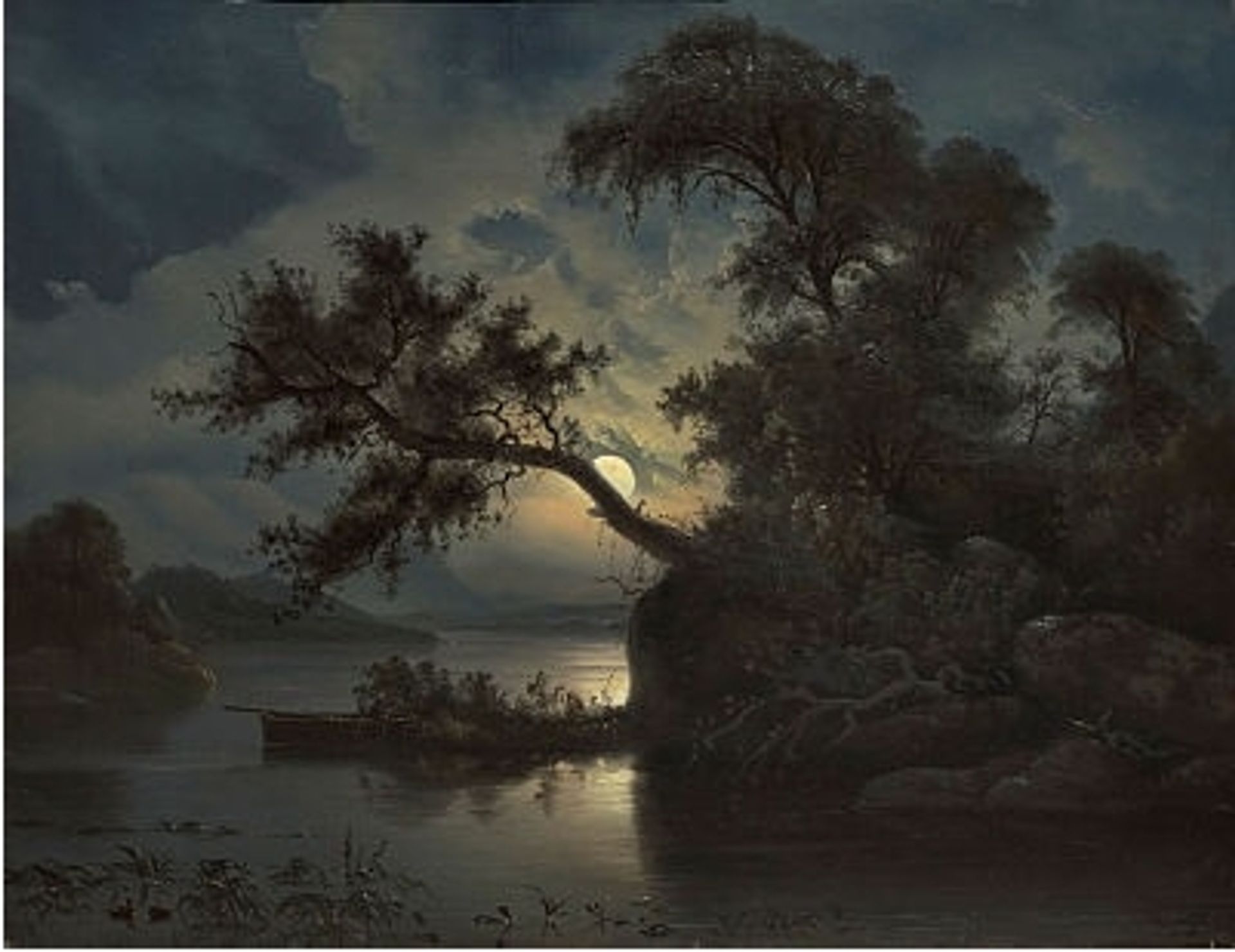 Landscape in moonlight by Knud Baade