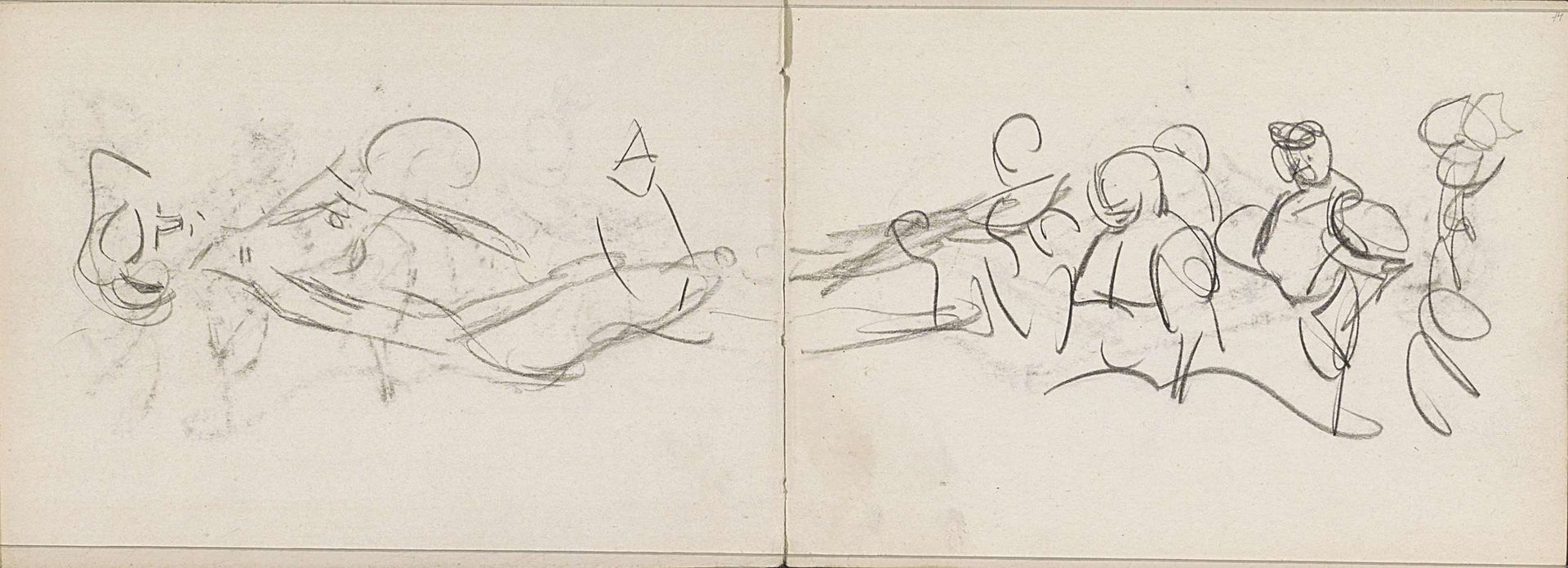 Staand vrouwelijk naakt en andere figuurstudies by Isaac Israels