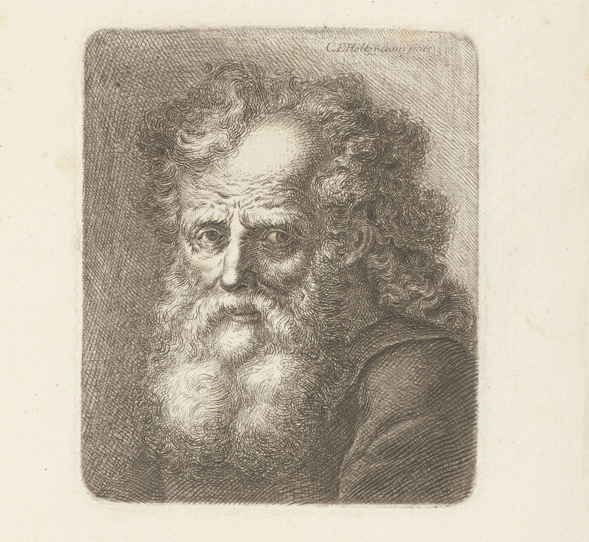 Portret van een onbekende oude man by Carl Friedrich Holtzmann