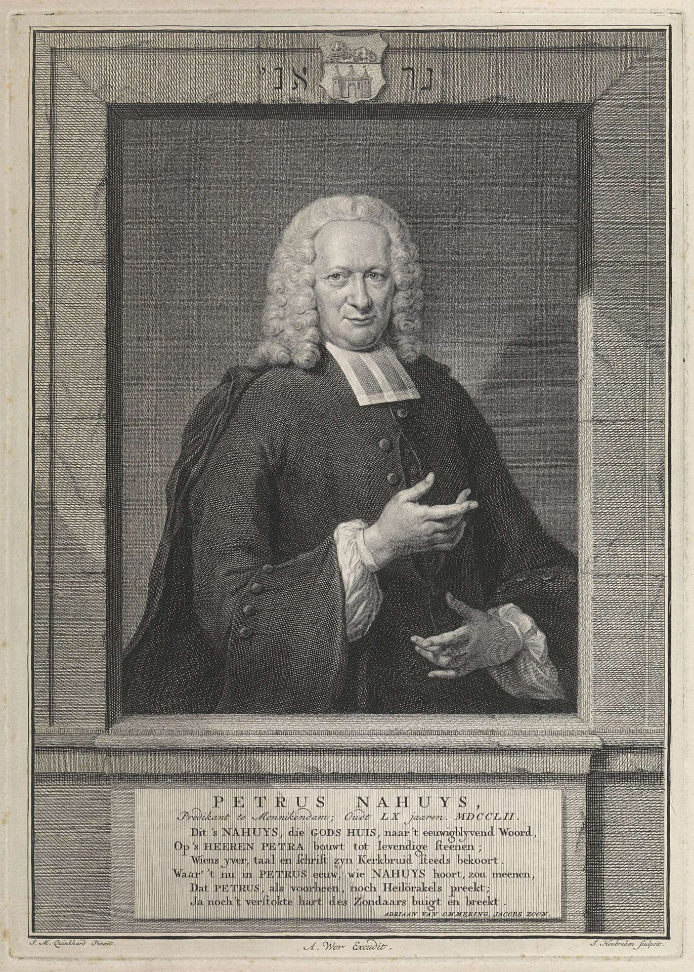 Portret van Petrus Nahuys by Jacob Houbraken