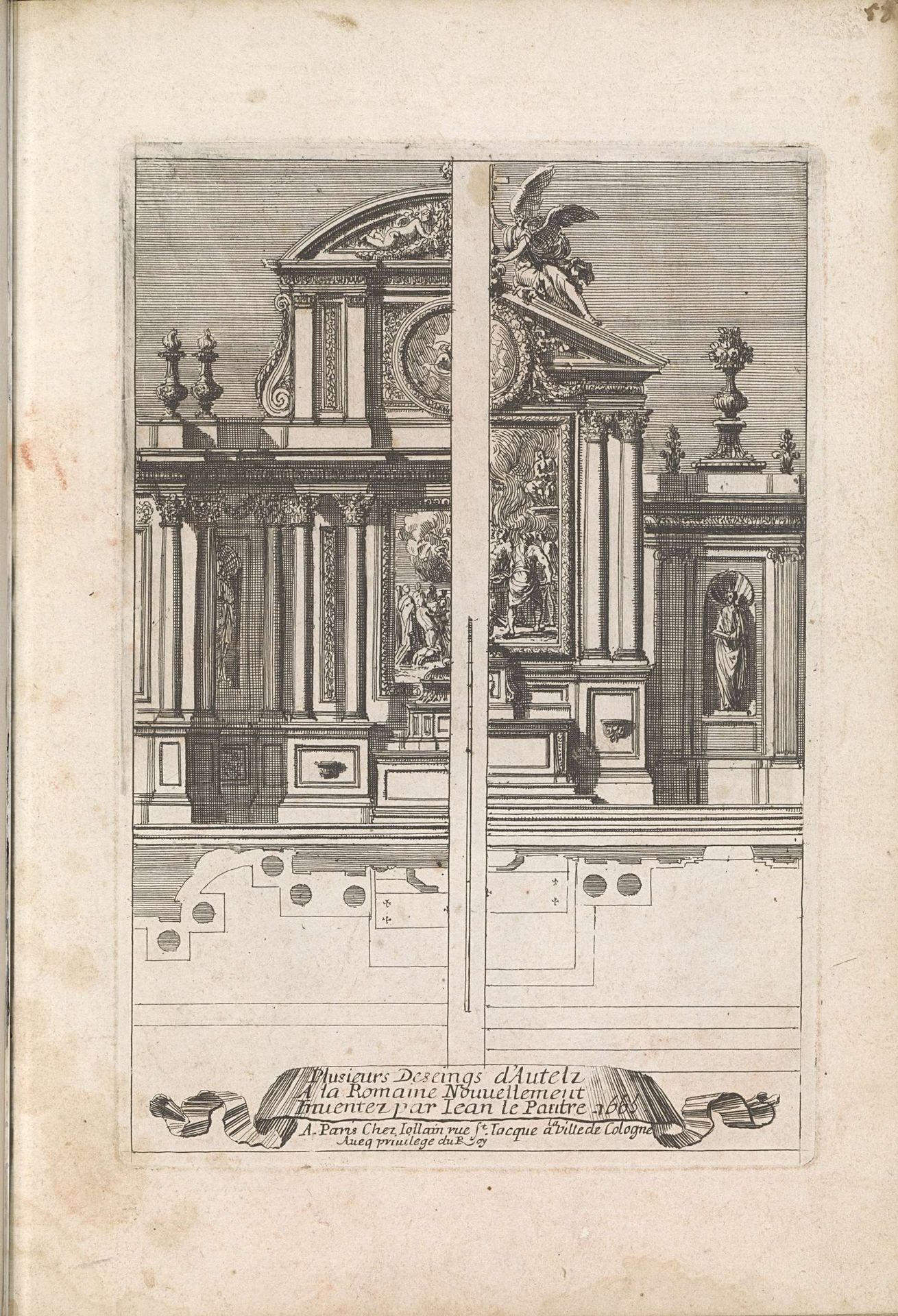 Twee altaarontwerpen op de Romeinse manier by Jean Lepautre