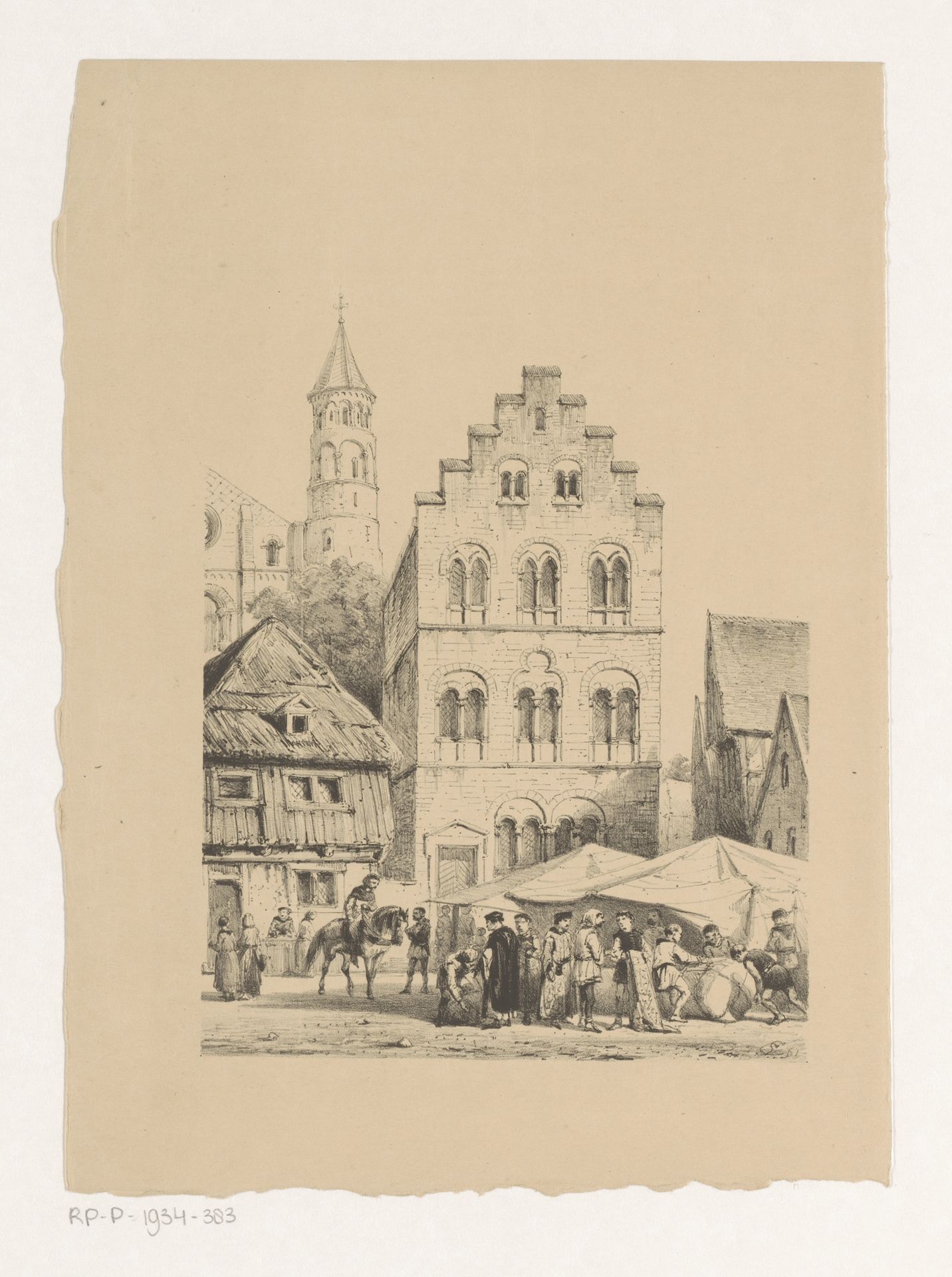 Twaalfde-eeuwse huizen by Cornelis Springer