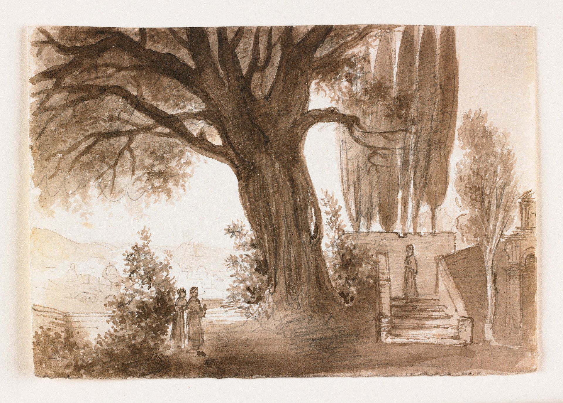 Italian Landscape with Oak Tree by Anonymous