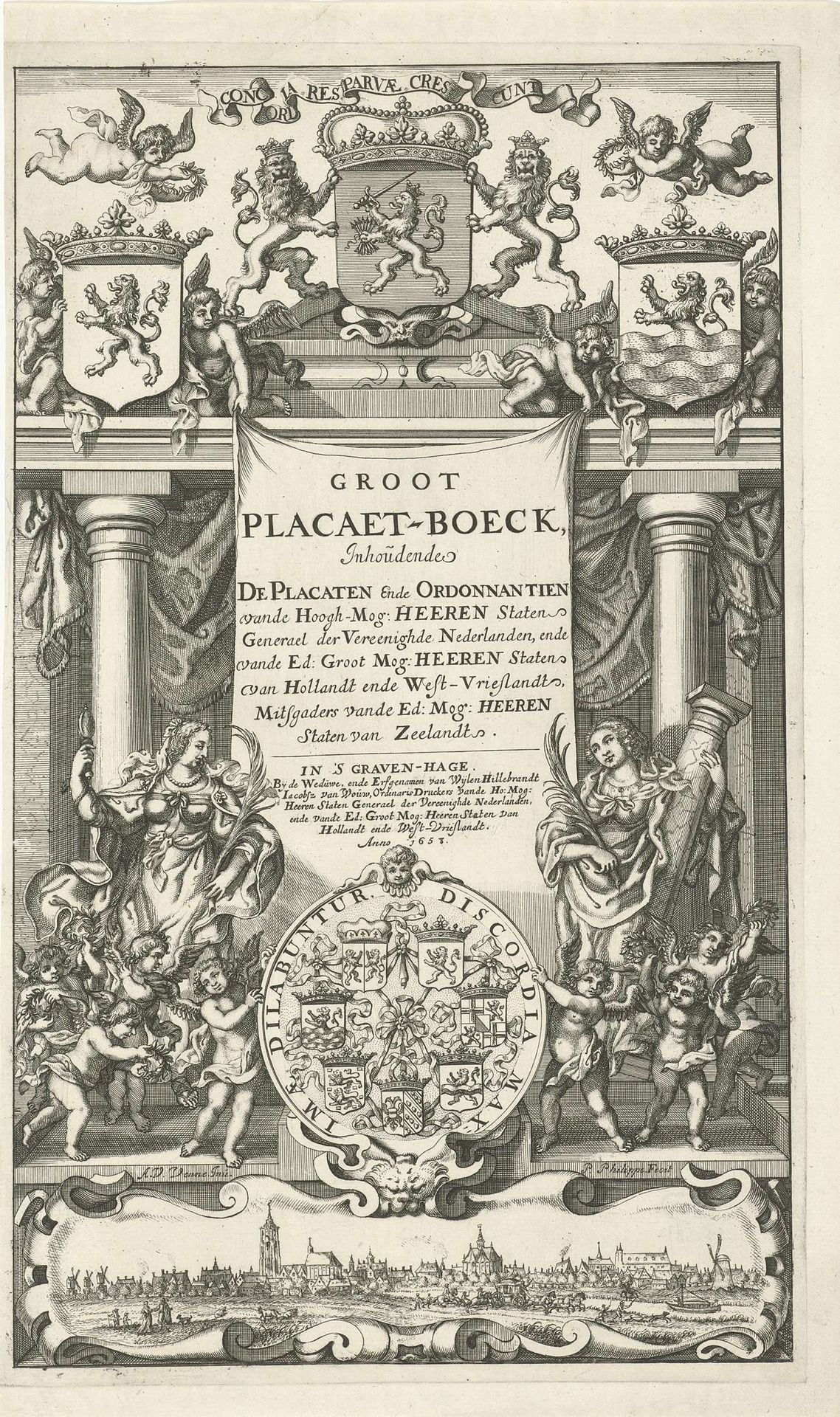 Architecturale nis met Voorzichtigheid en Kracht te midden van engelen by Pieter Philippe
