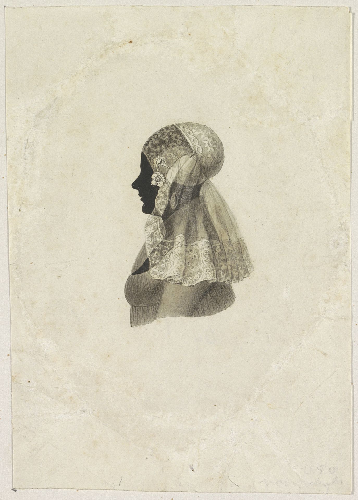 Silhouet van een Friezin by Gerrit Jacobus Geusendam