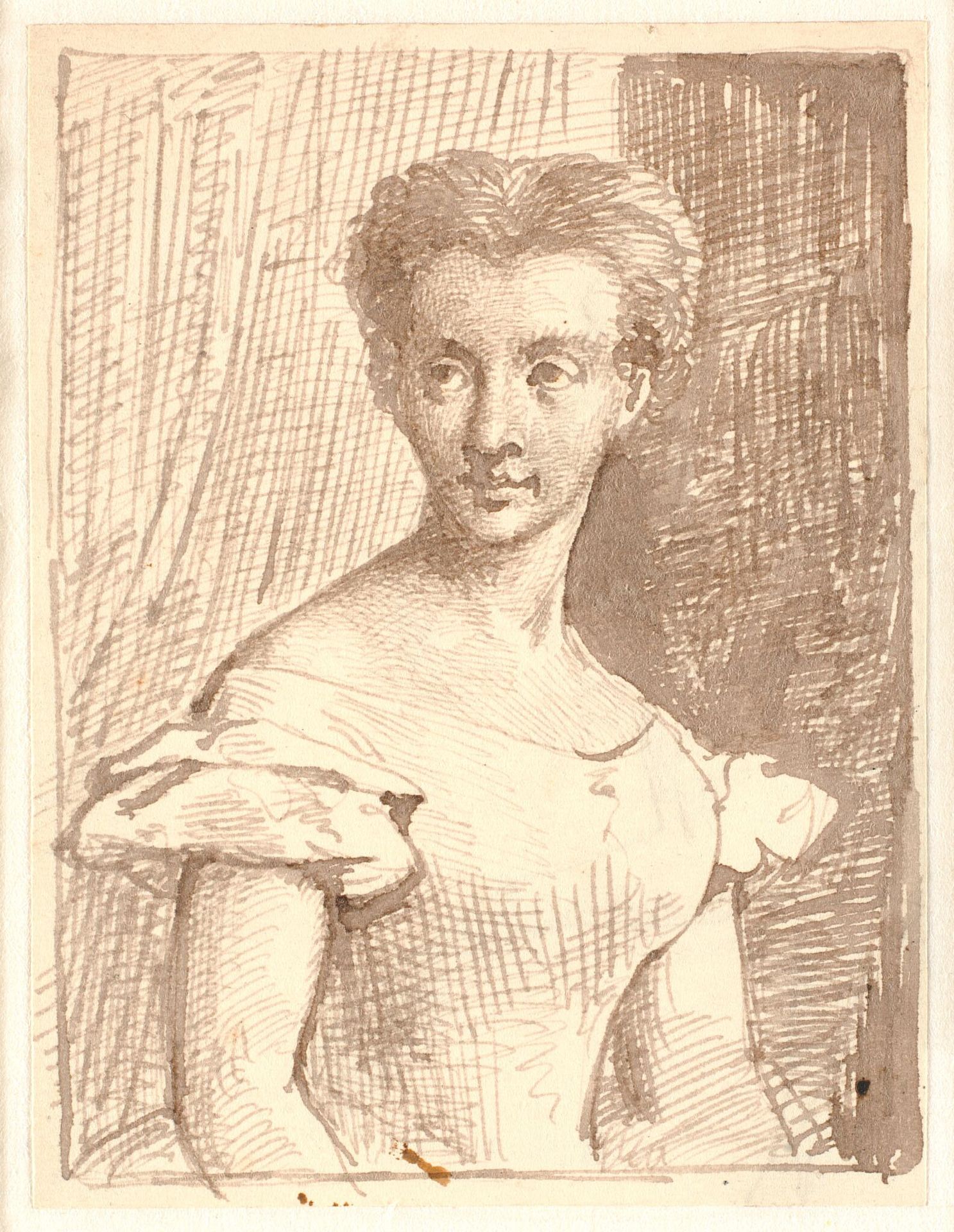 Studie af Arendse Hulegaard, siddende, vendt mod venstre by Wilhelm Marstrand