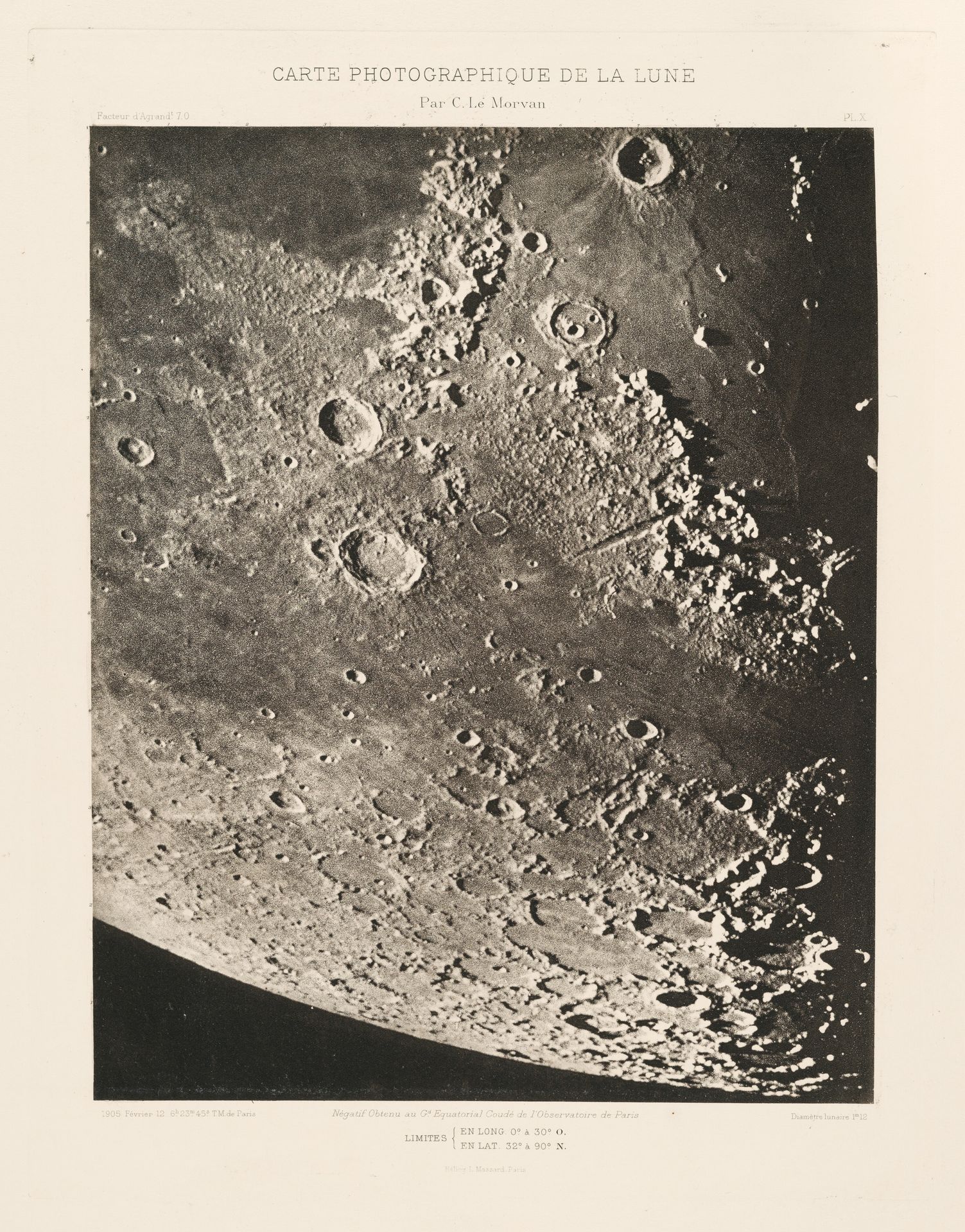 Carte photographique de la lune, planche X (Photographic Chart of the Moon, plate X) by Charles Le Morvan