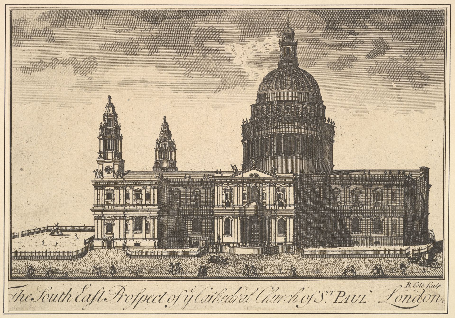 The South East Prospect of the Cathedral Church of St. Paul, London (Overton's Prospects) by Benjamin Cole