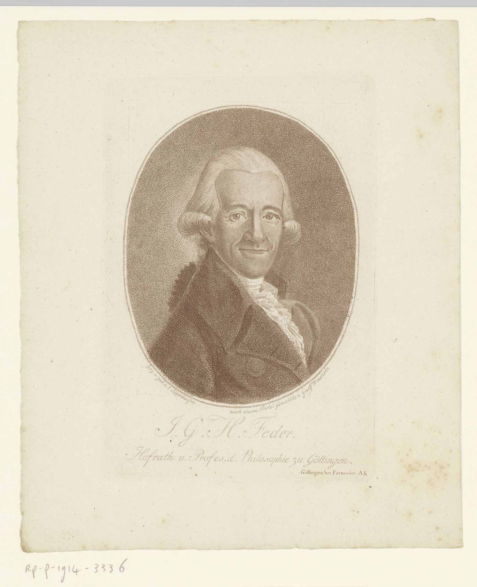 Portret van Johann Georg Heinrich Feder by Ernst Ludwig Riepenhausen