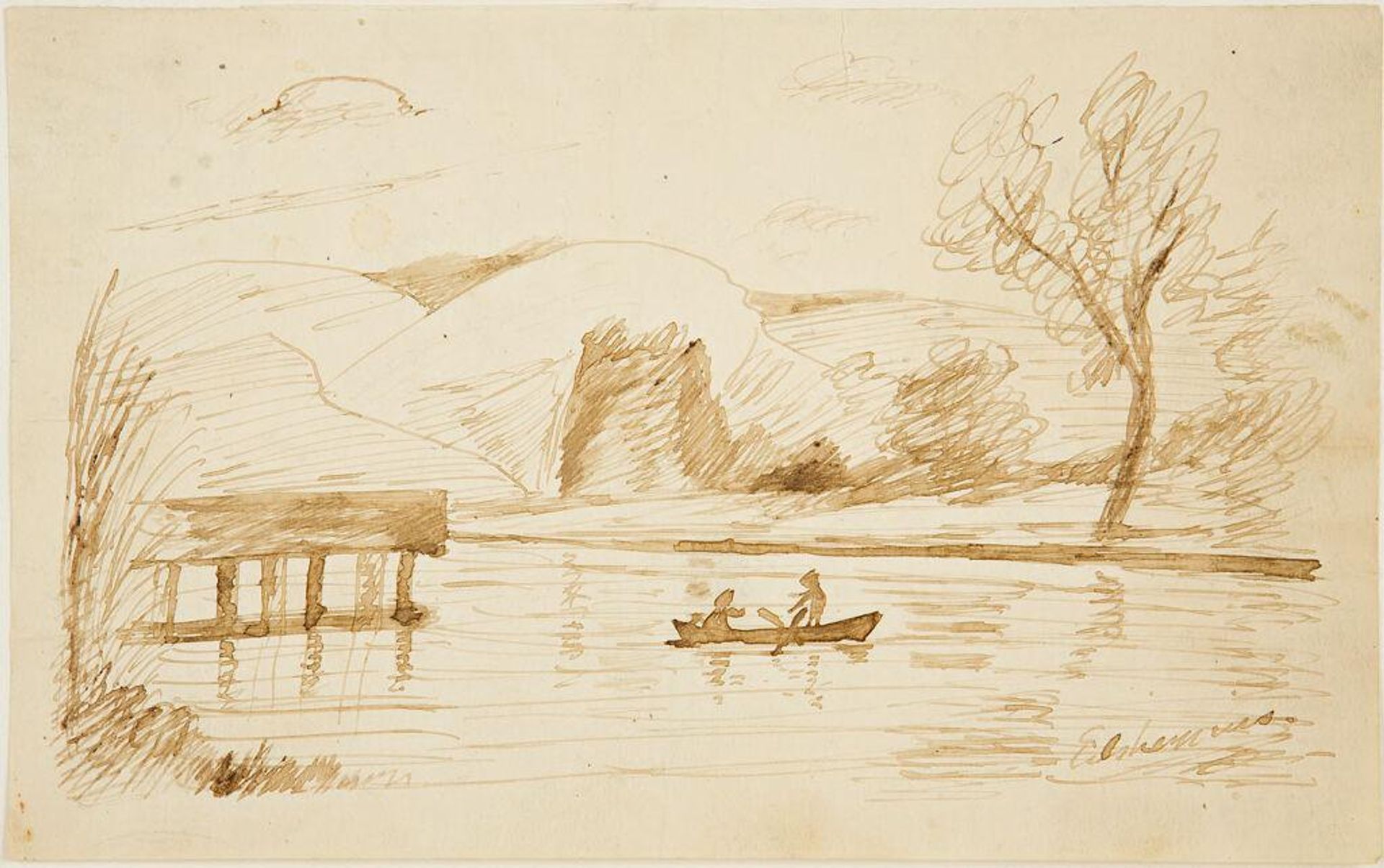 Landscape with Figures in a Rowboat by Louis Michel Eilshemius