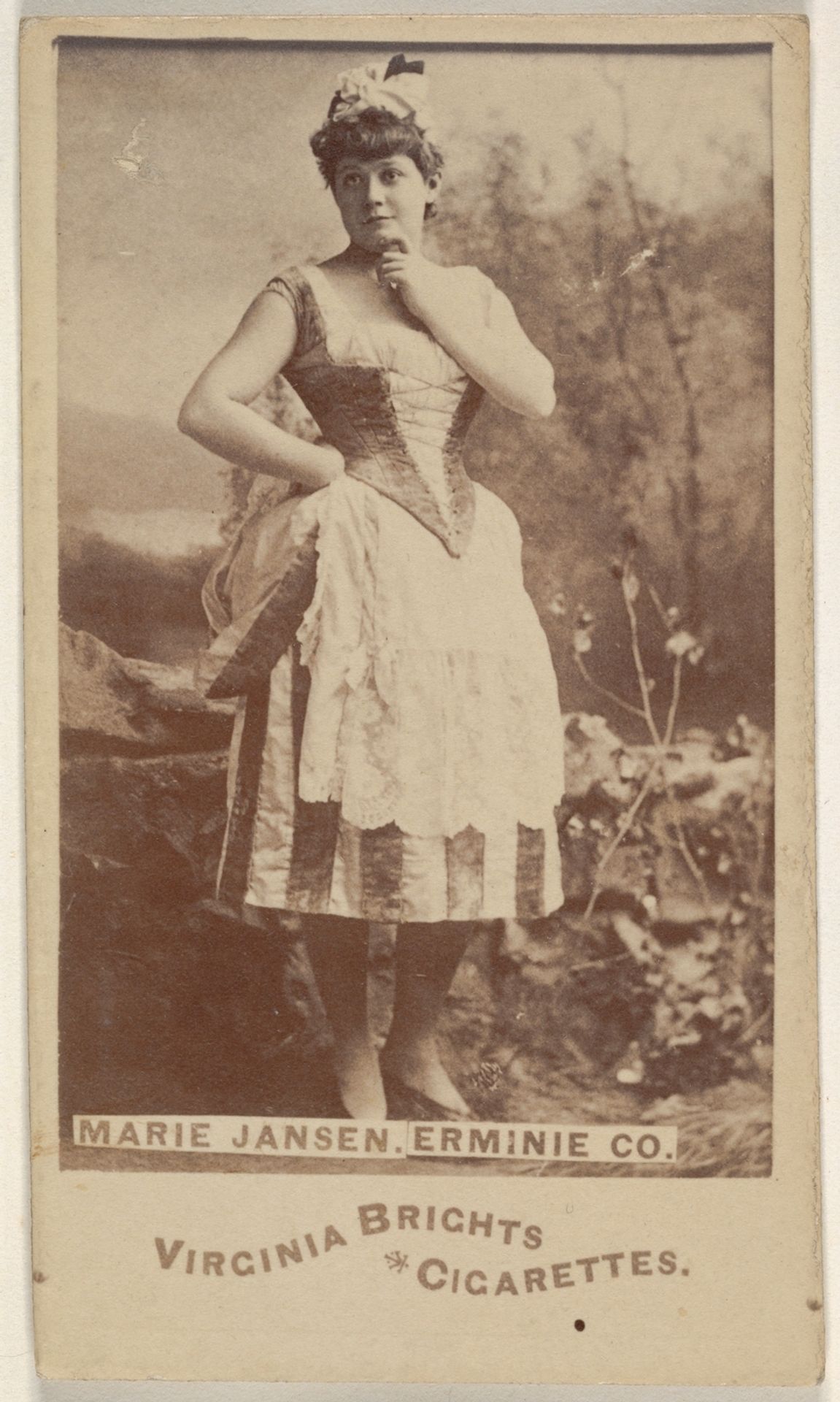 Marie Jansen, Erminie Co., from the Actors and Actresses series (N45, Type 6) for Virginia Brights Cigarettes by Allen & Ginter
