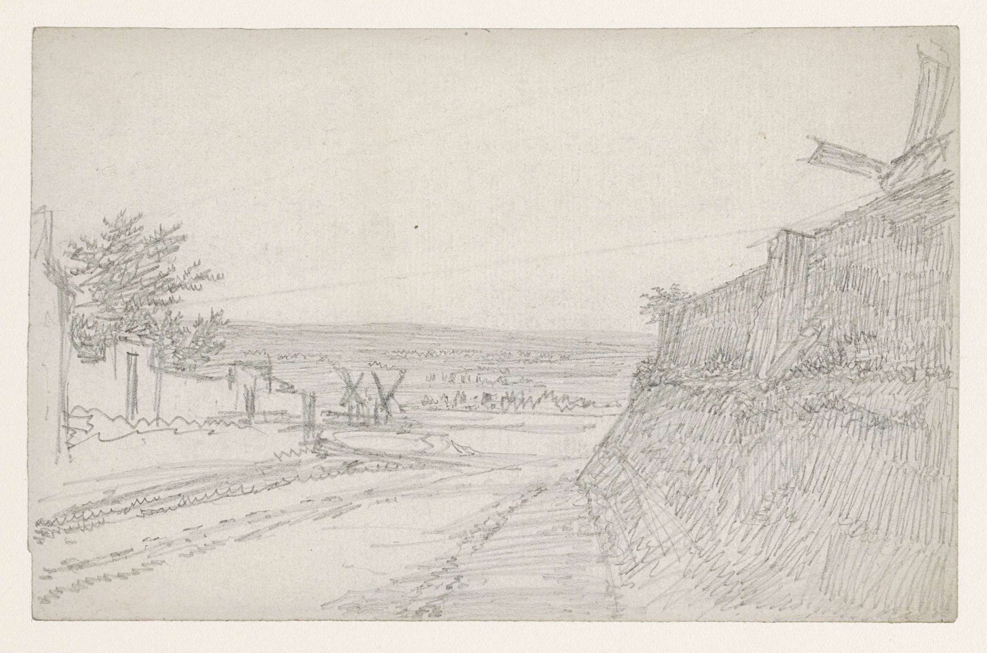 Gezicht op de Seine-vlakte; rechts het escarpement van de Butte by Georges Michel