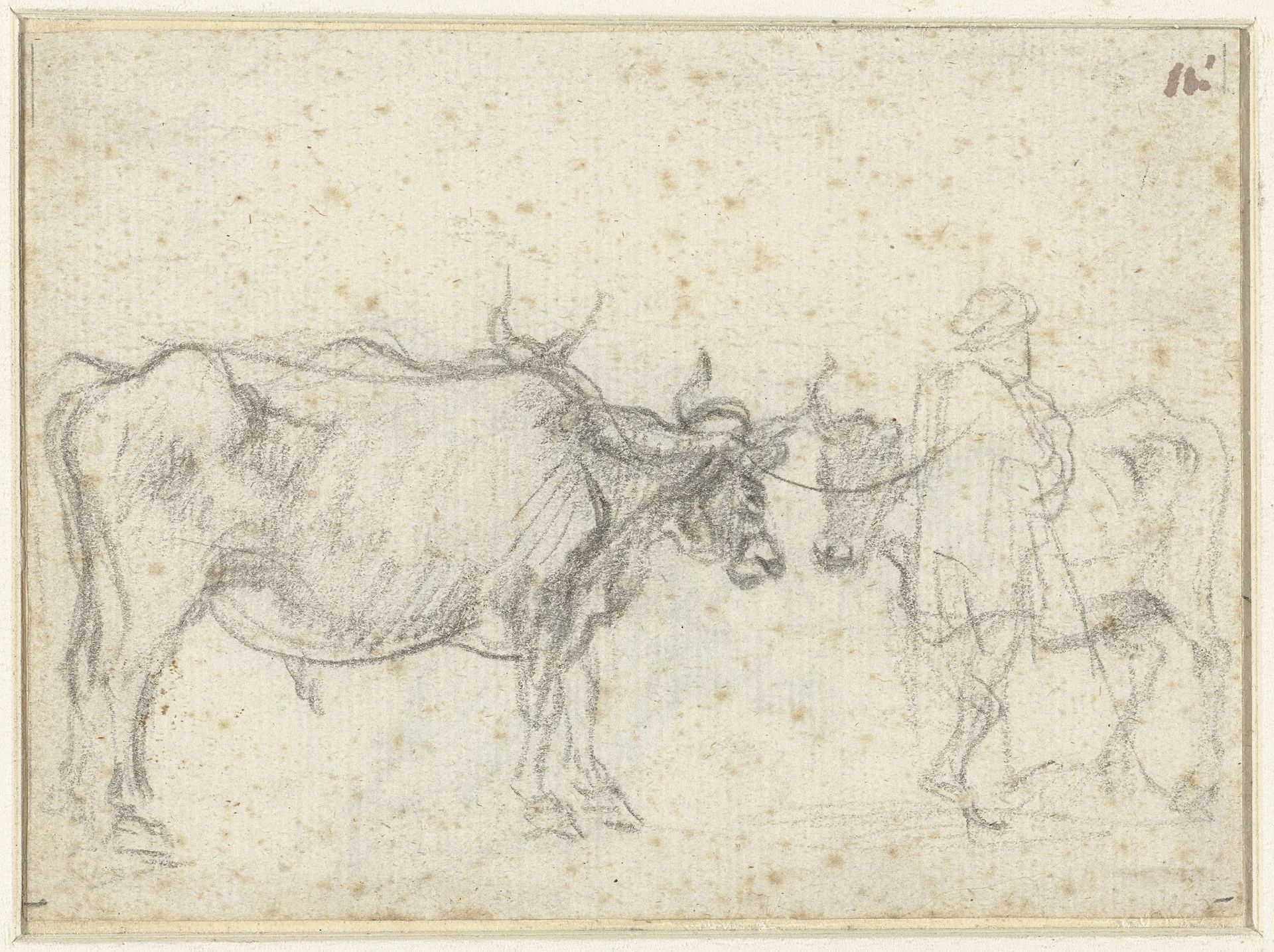 Twee koeien en een herder by Claude Lorrain