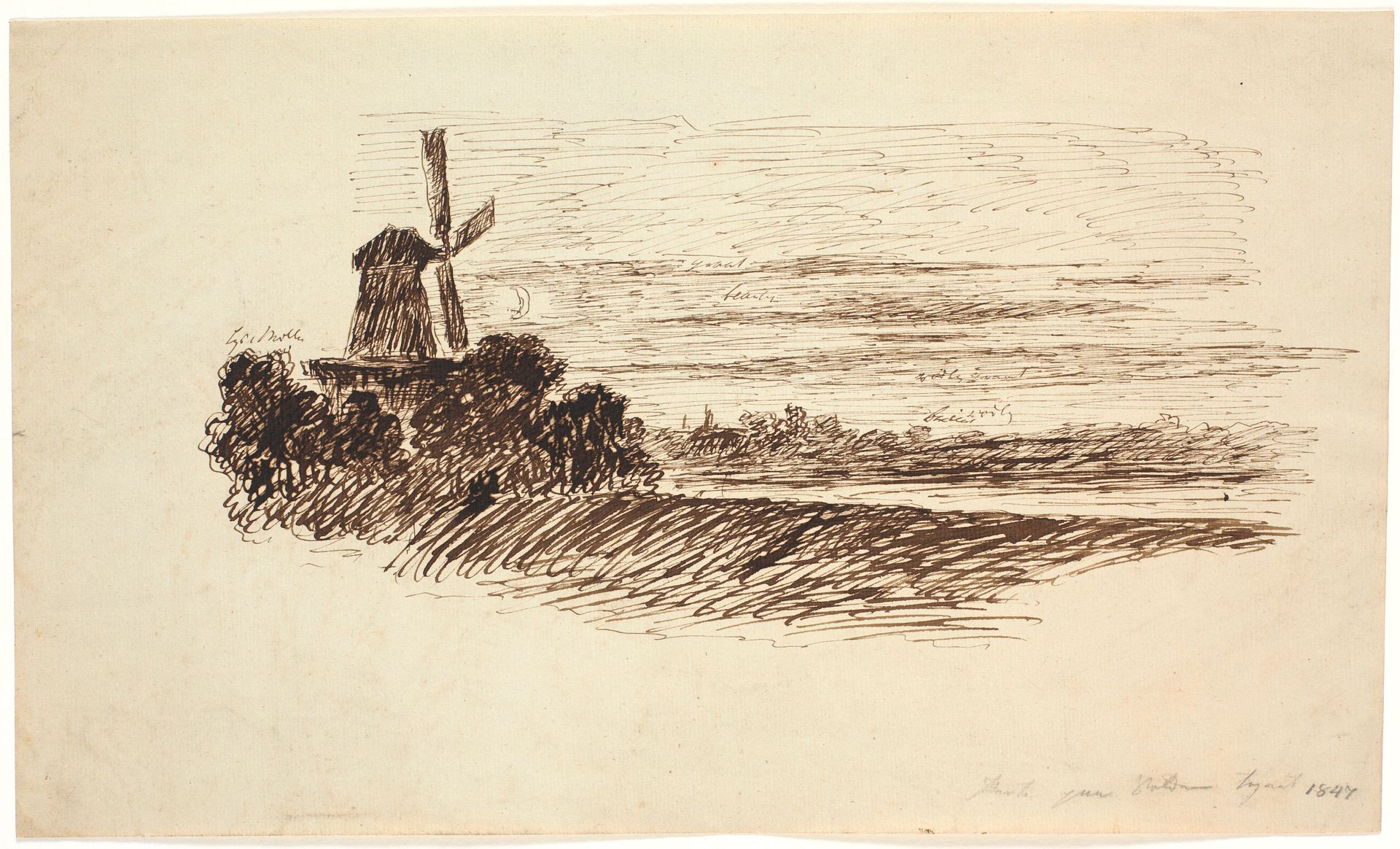 En mølle. Parti på Volden i København by J.P. Møller