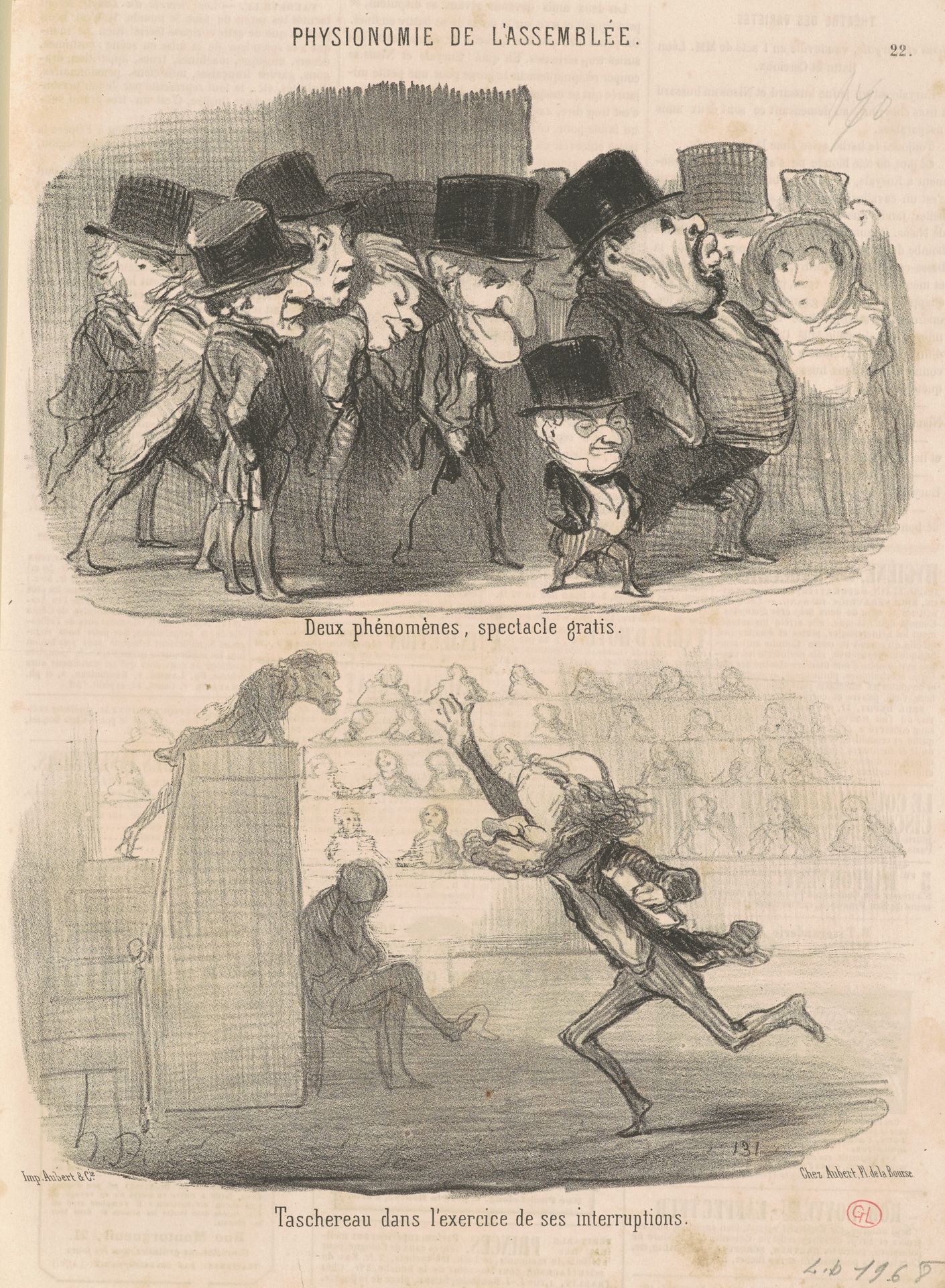 Deux phénomènes, spectacle gratis ... by Honoré Daumier