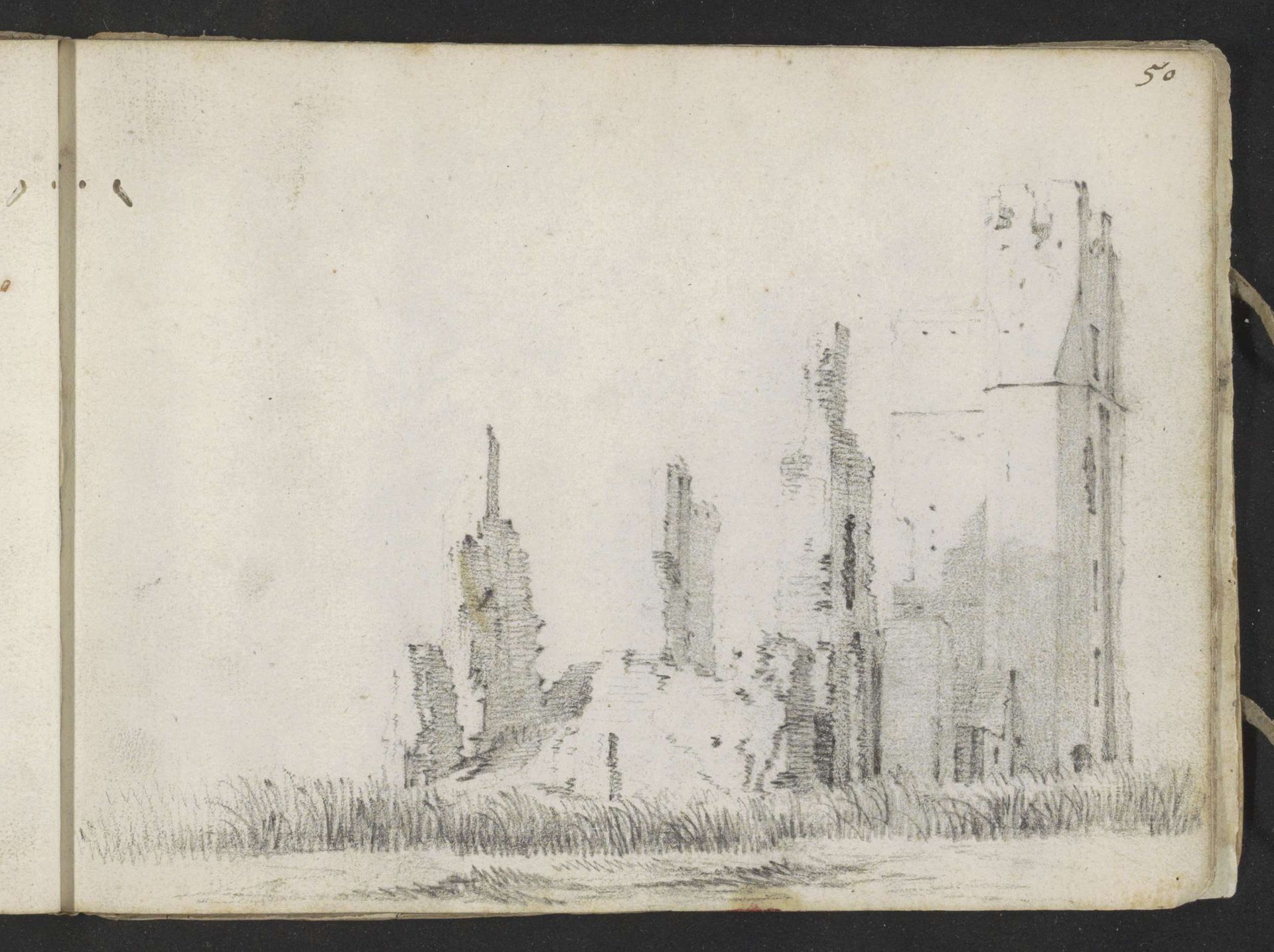 Ruïne van Huis ter Kleef bij Haarlem by Gerard ter (II) Borch